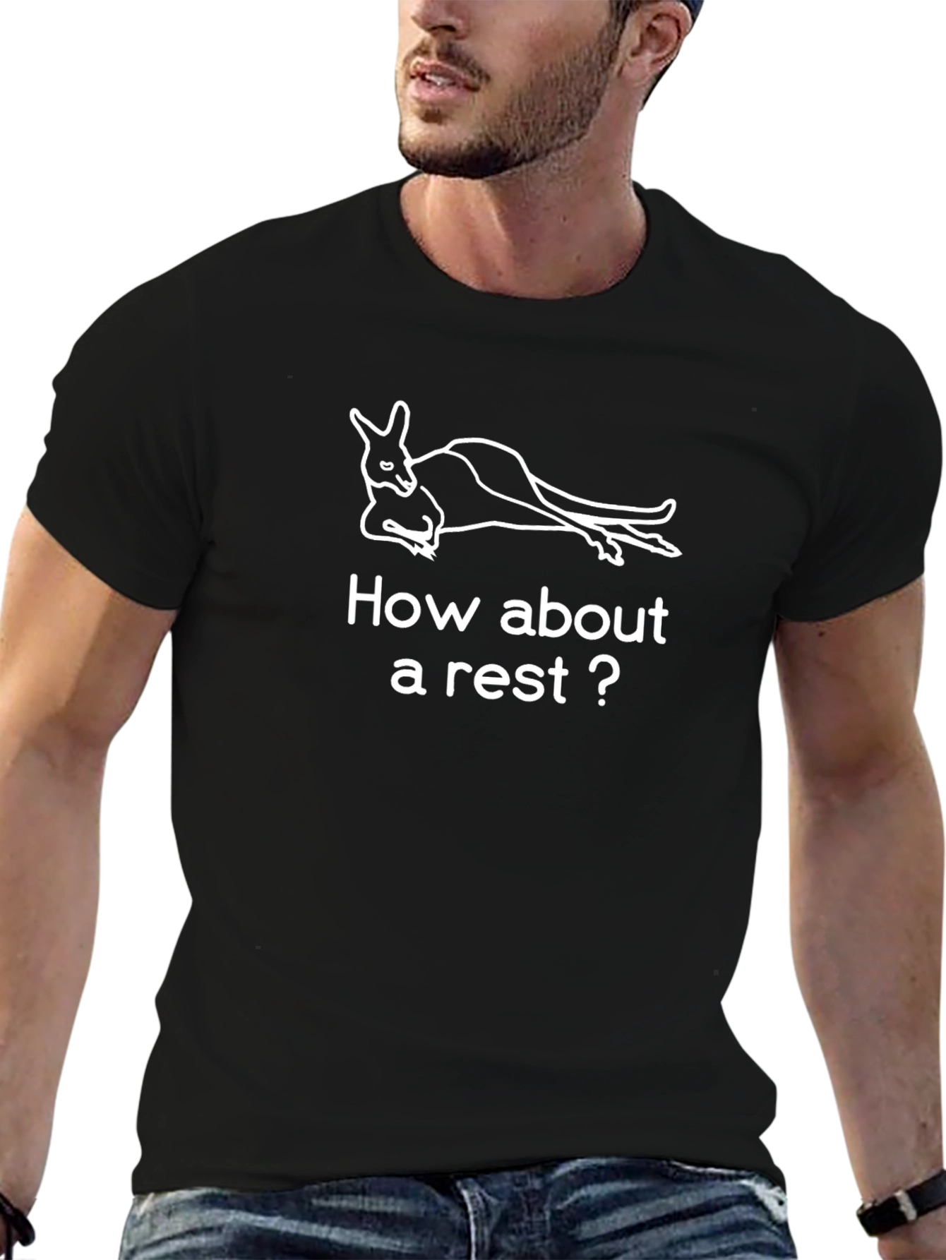 Relaxed Kangaroo Graphic Tee - How About a Rest?