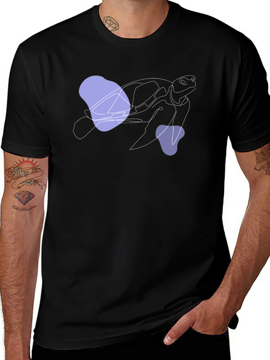 Abstract Turtle Graphic Black T-Shirt