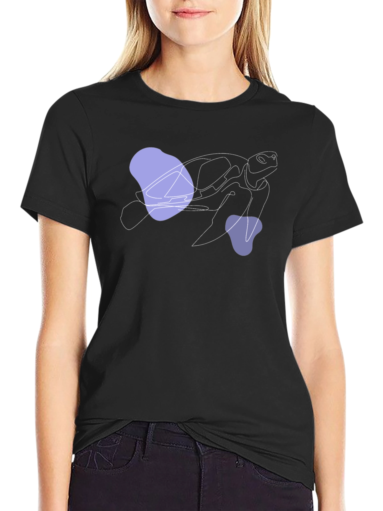 Abstract Turtle Graphic Black T-Shirt