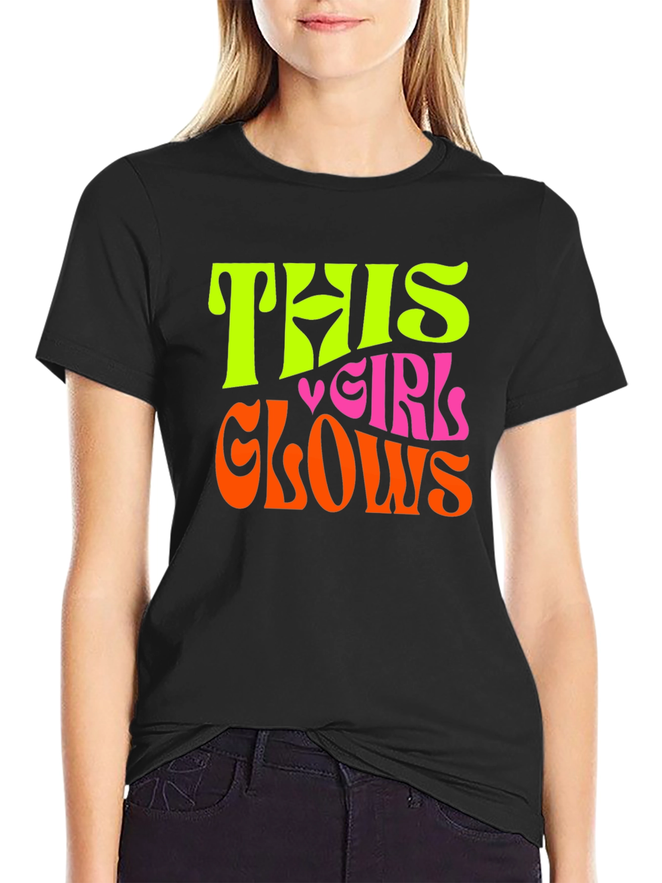 This Girl Glows Graphic Tee - Trendy Fun T-Shirt
