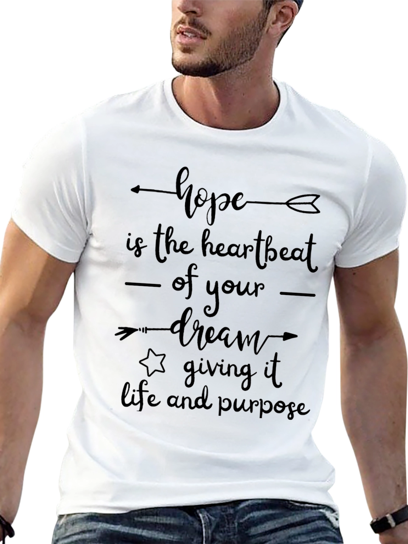 Hope Dream Heartbeat Graphic Tee - Black