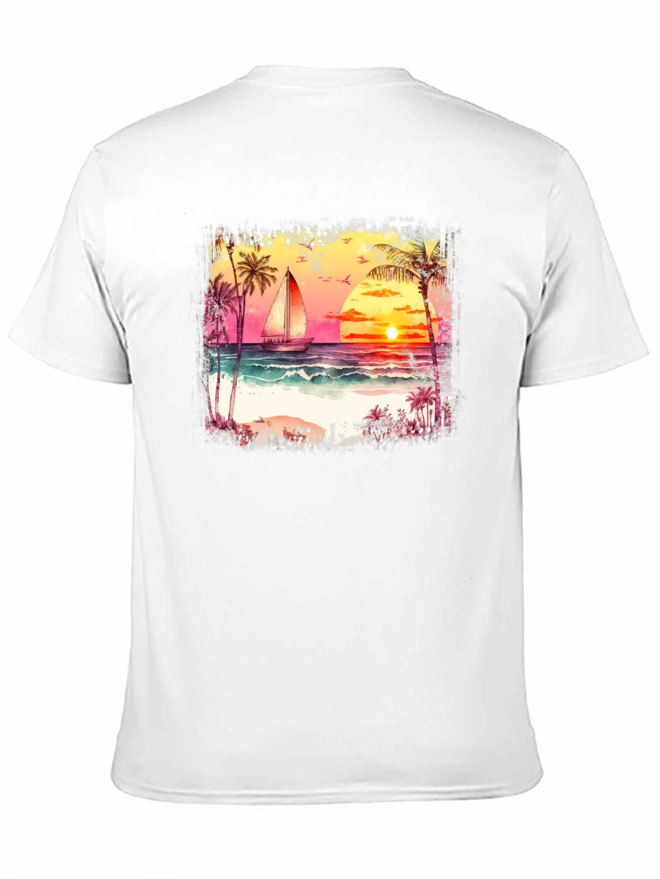 Sunset Sailboat Graphic Tee - Black