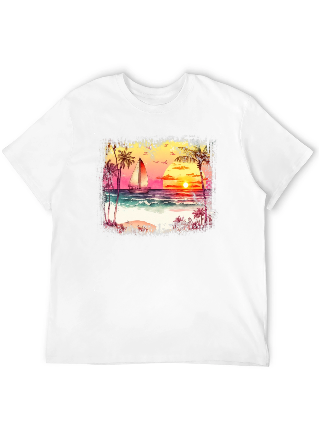 Sunset Sailboat Graphic Tee - Black