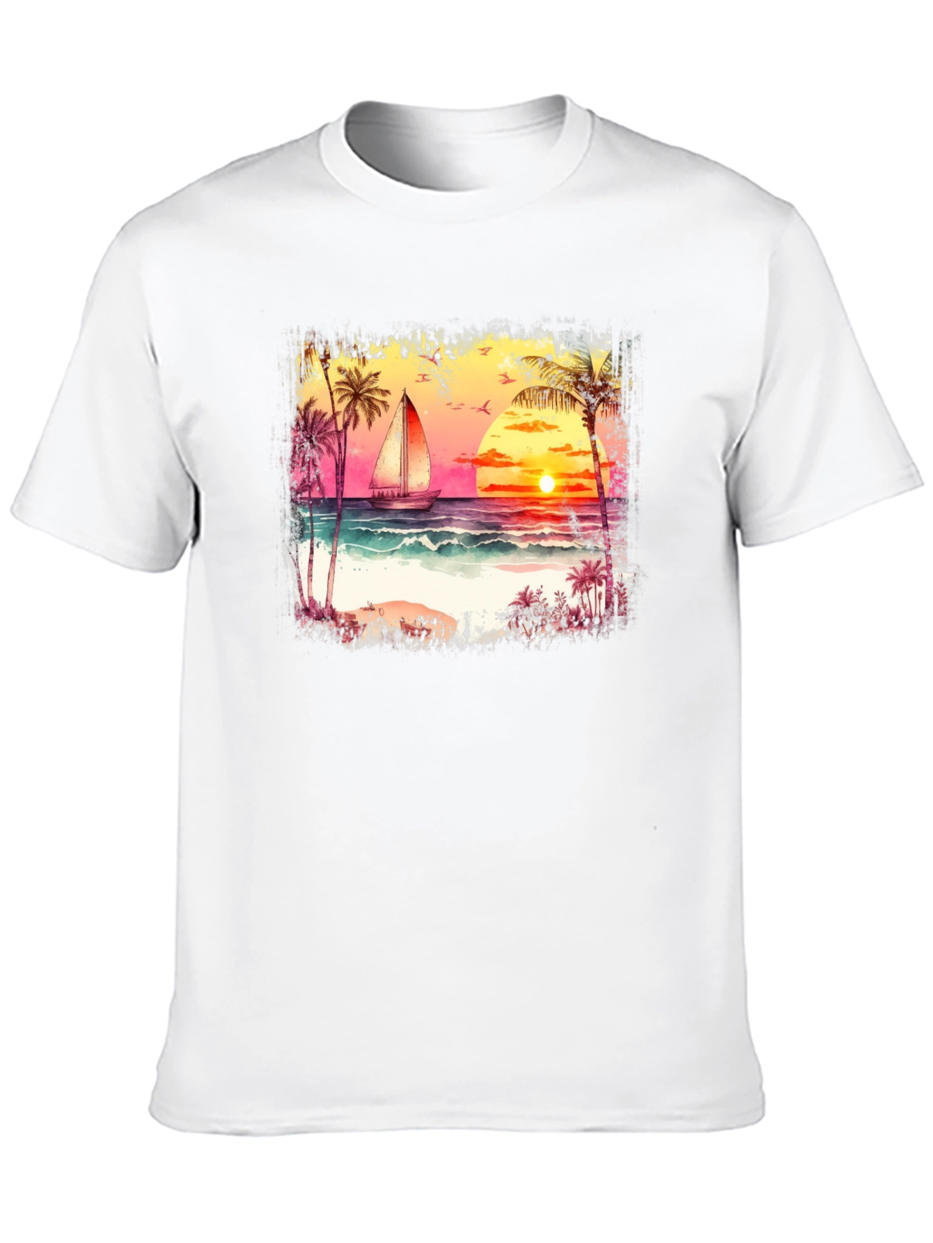 Sunset Sailboat Graphic Tee - Black