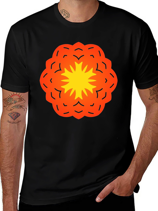 Vibrant Flower Graphic Black T-Shirt