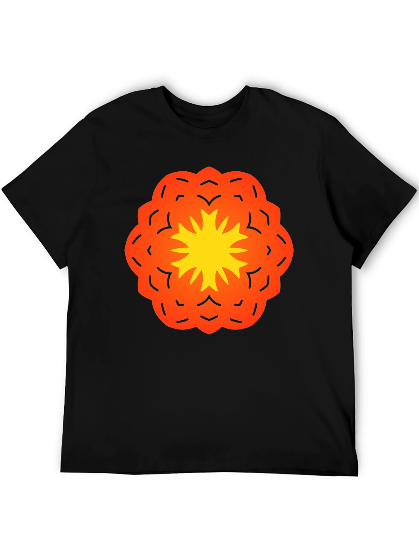 Vibrant Flower Graphic Black T-Shirt