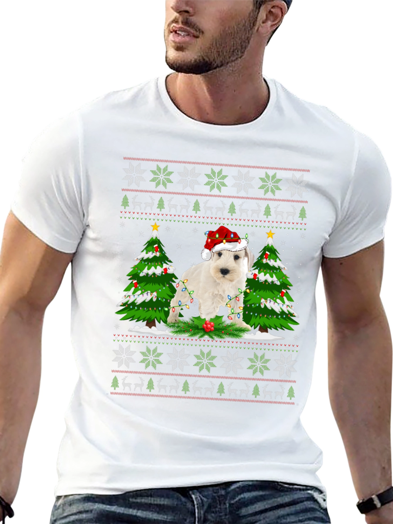 Festive Dog Christmas Sweater T-Shirt