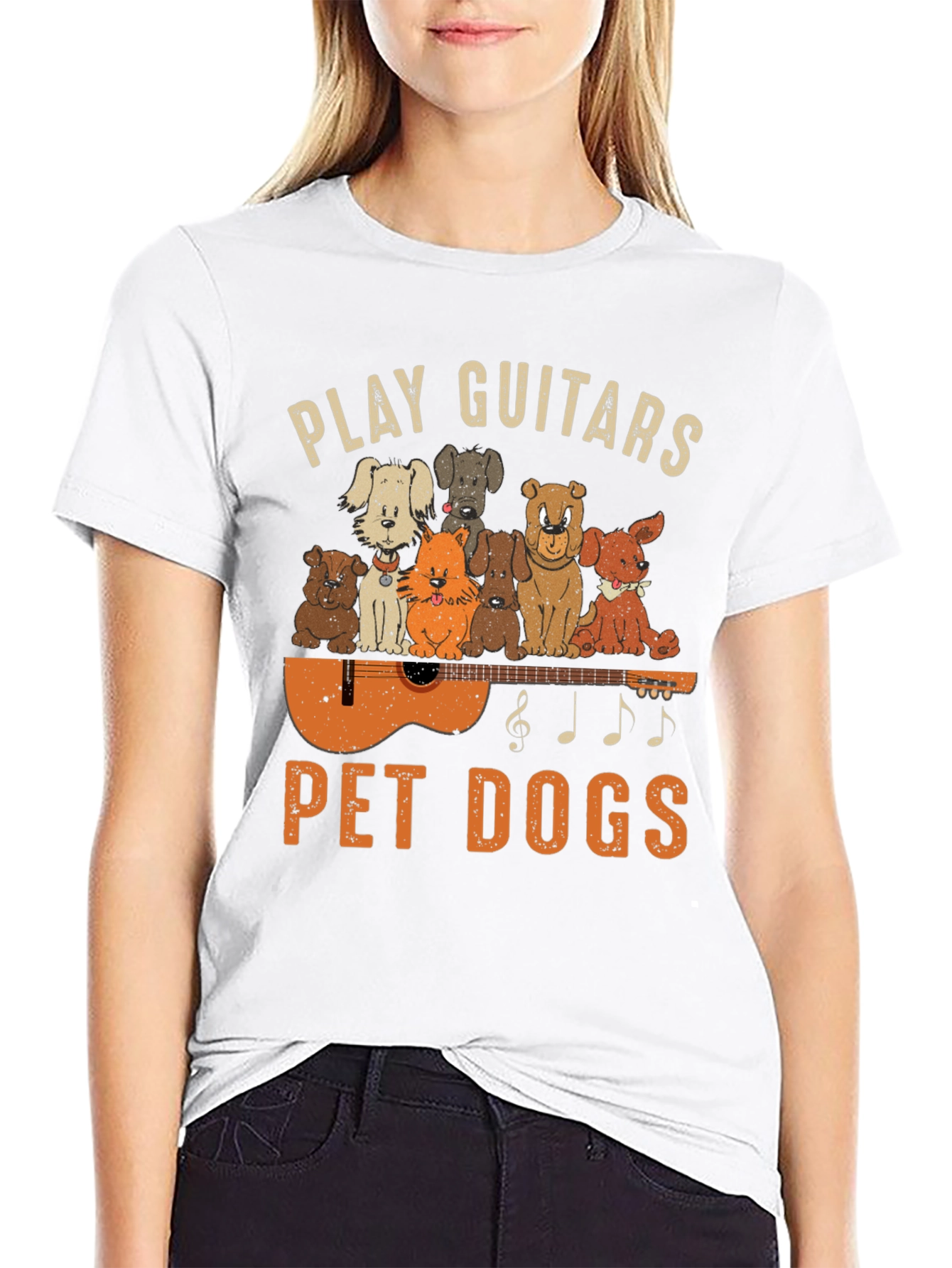 Play Guitars Pet Dogs Graphic T-Shirt