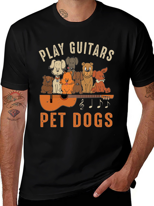 Play Guitars Pet Dogs Graphic T-Shirt