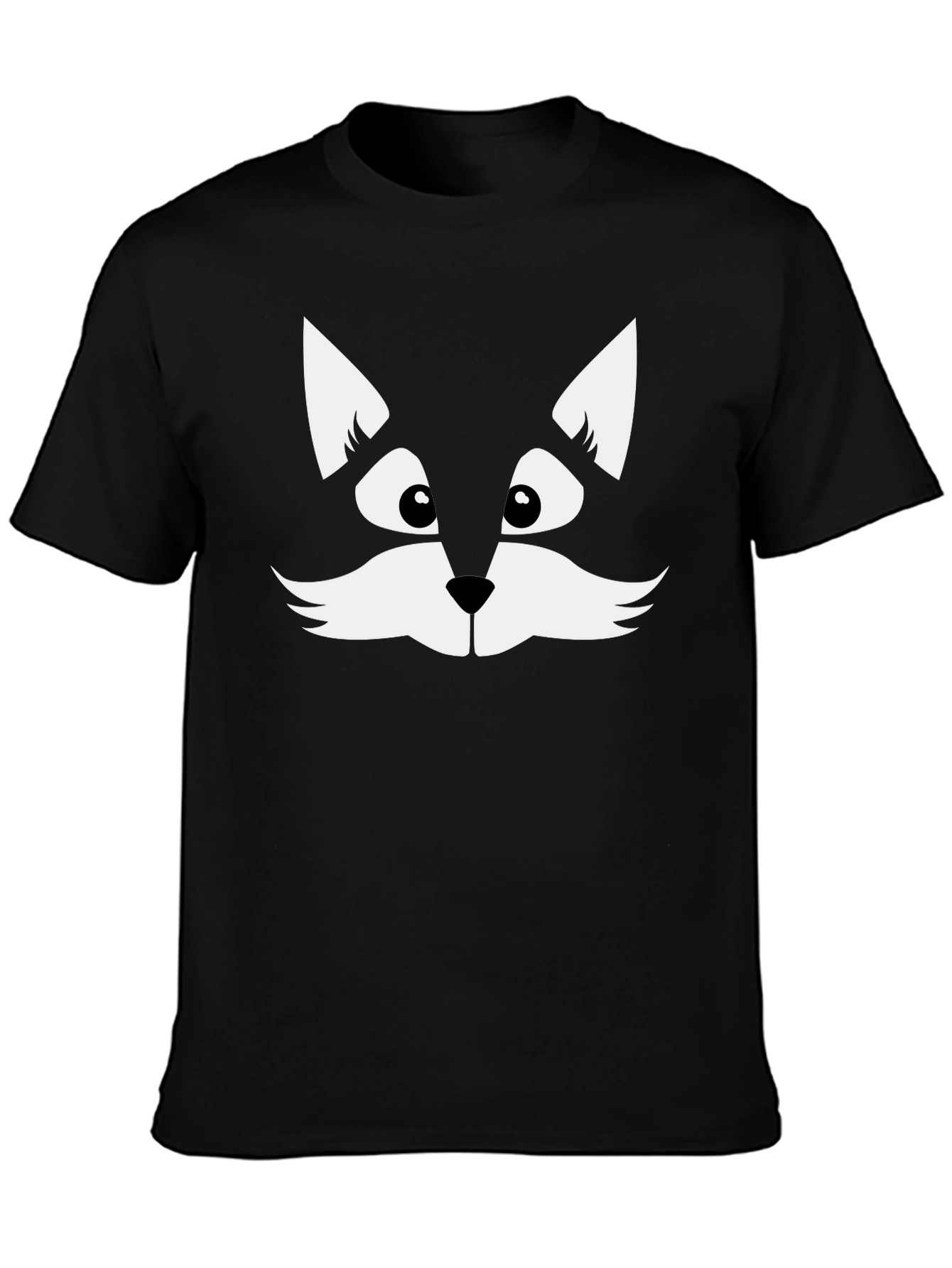 Fun Black T-Shirt with Cute Cat Face Graphic