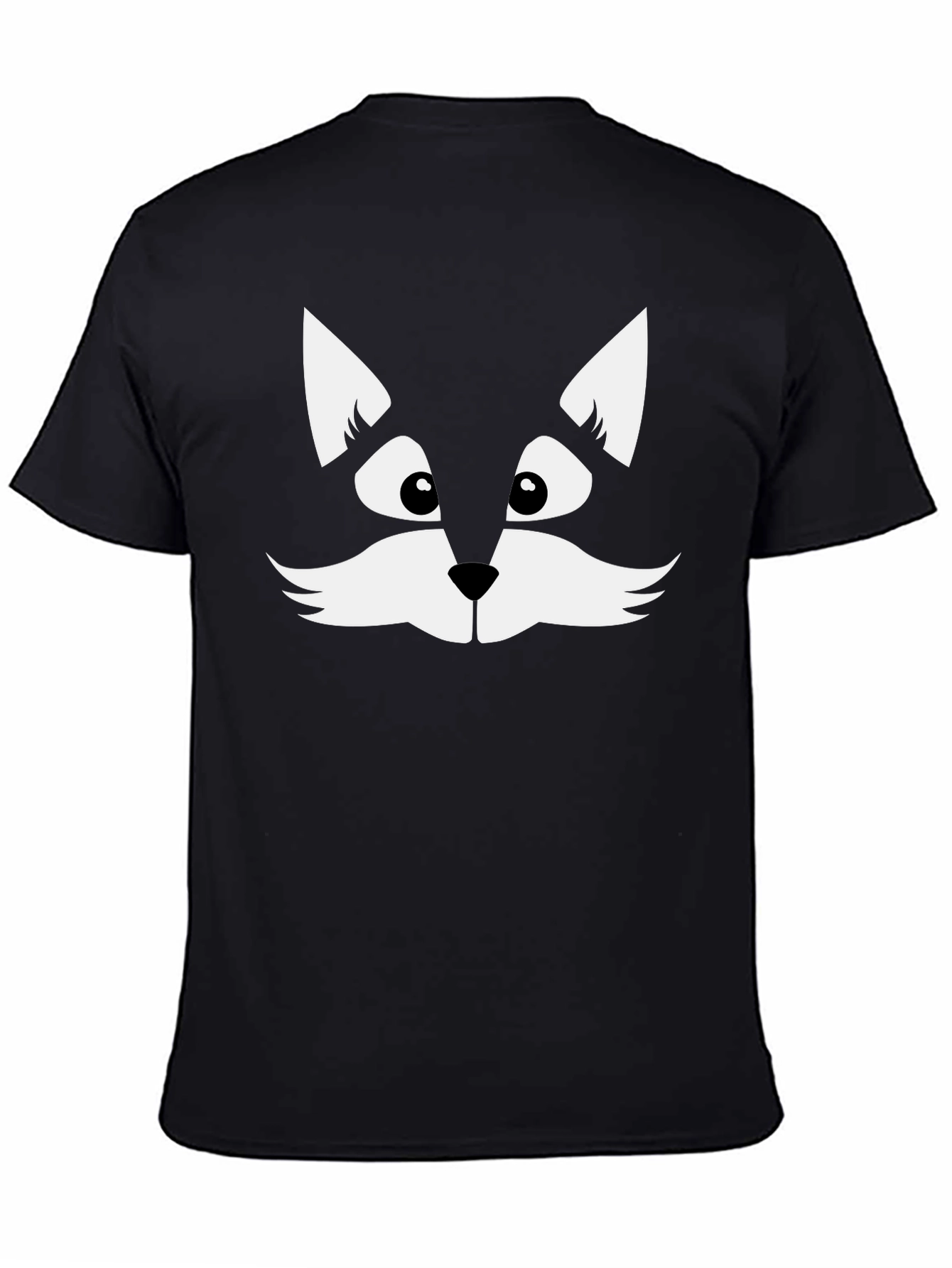 Fun Black T-Shirt with Cute Cat Face Graphic