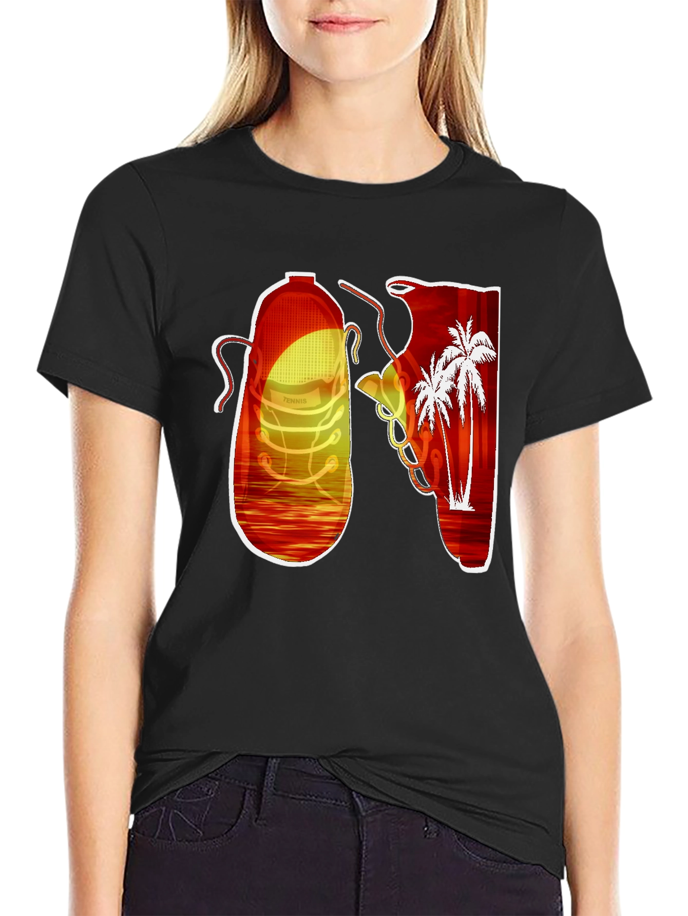 Sunset Tennis Shoe Graphic Tee