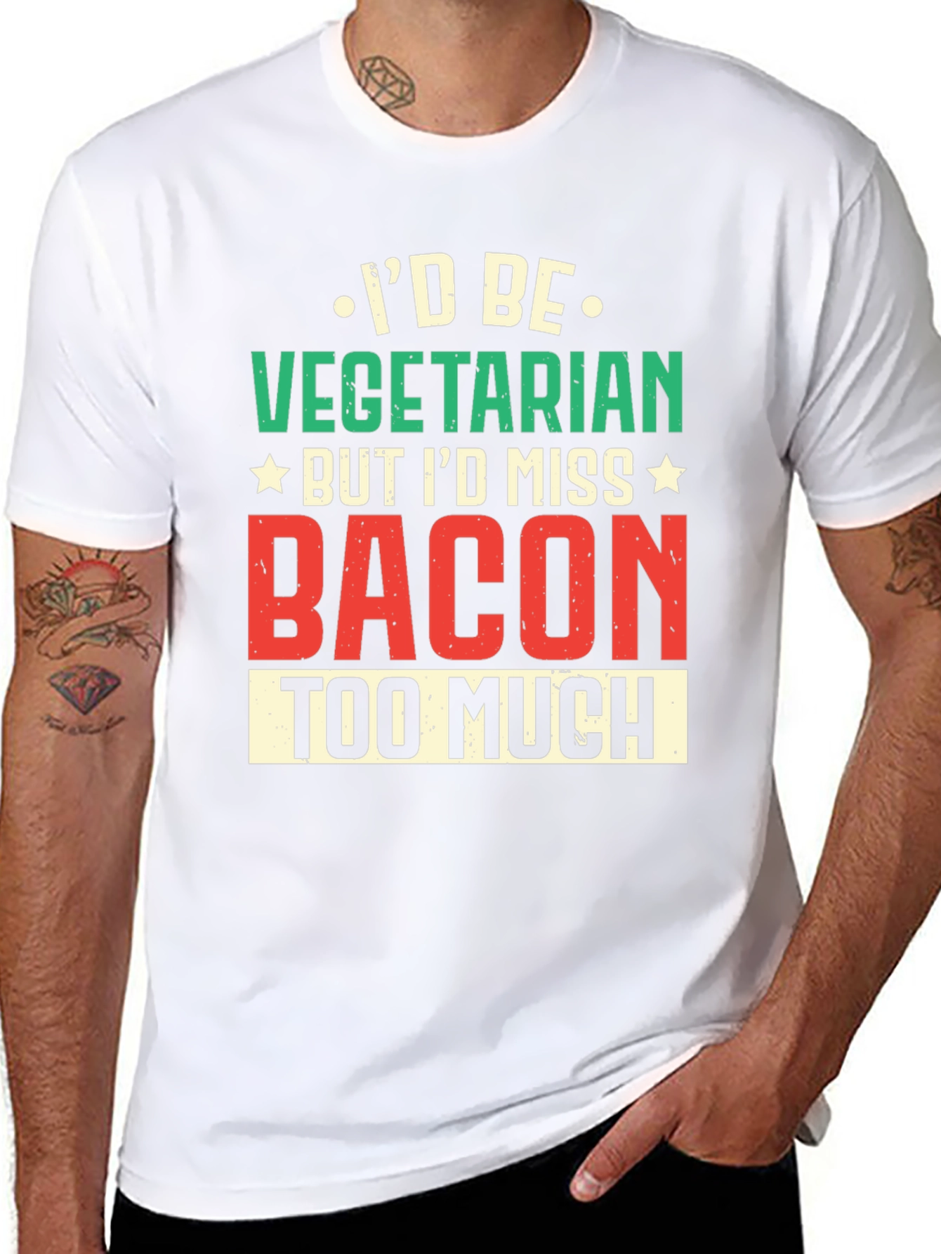 Funny Vegetarian Bacon Graphic T-Shirt