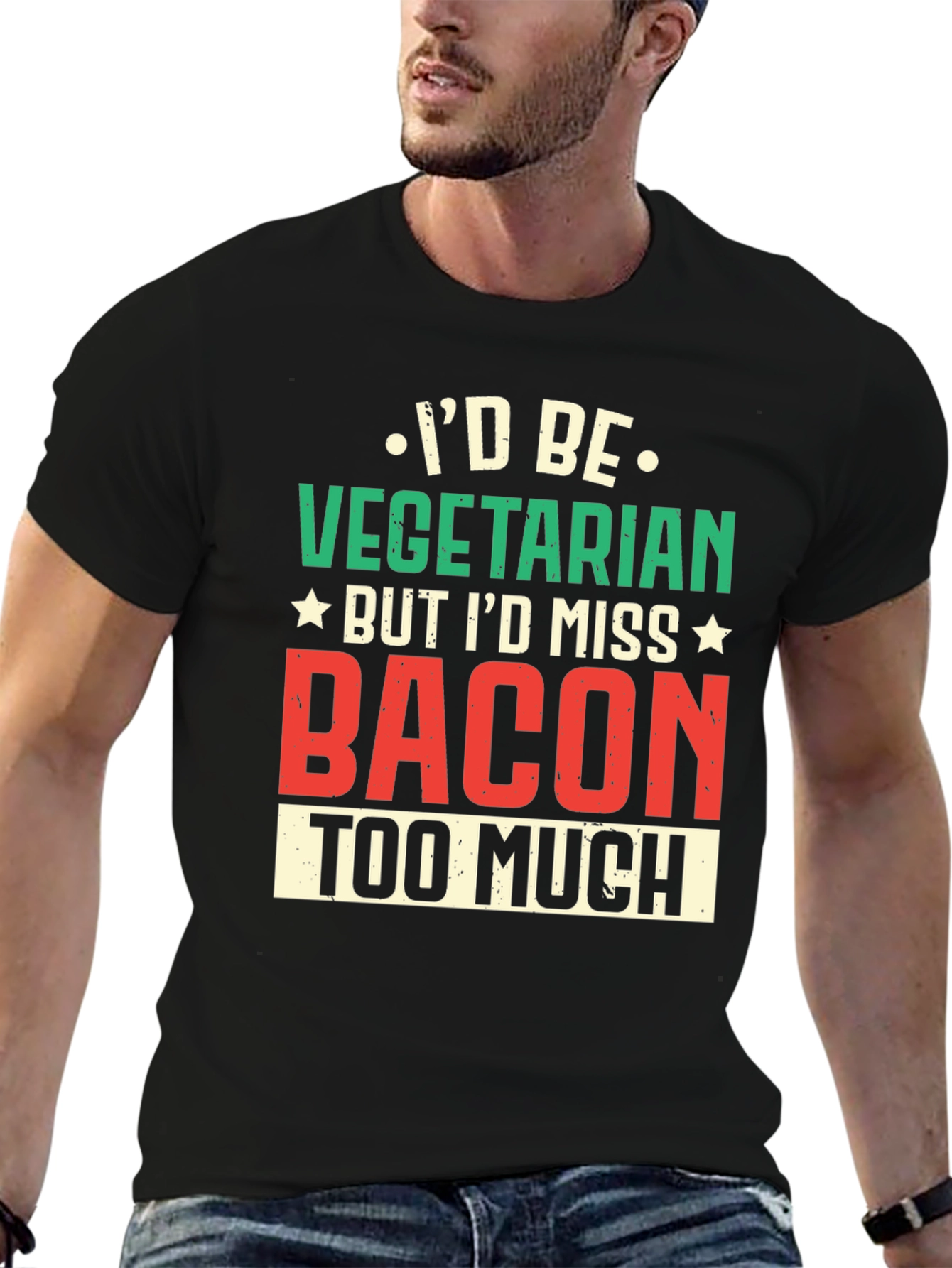 Funny Vegetarian Bacon Graphic T-Shirt