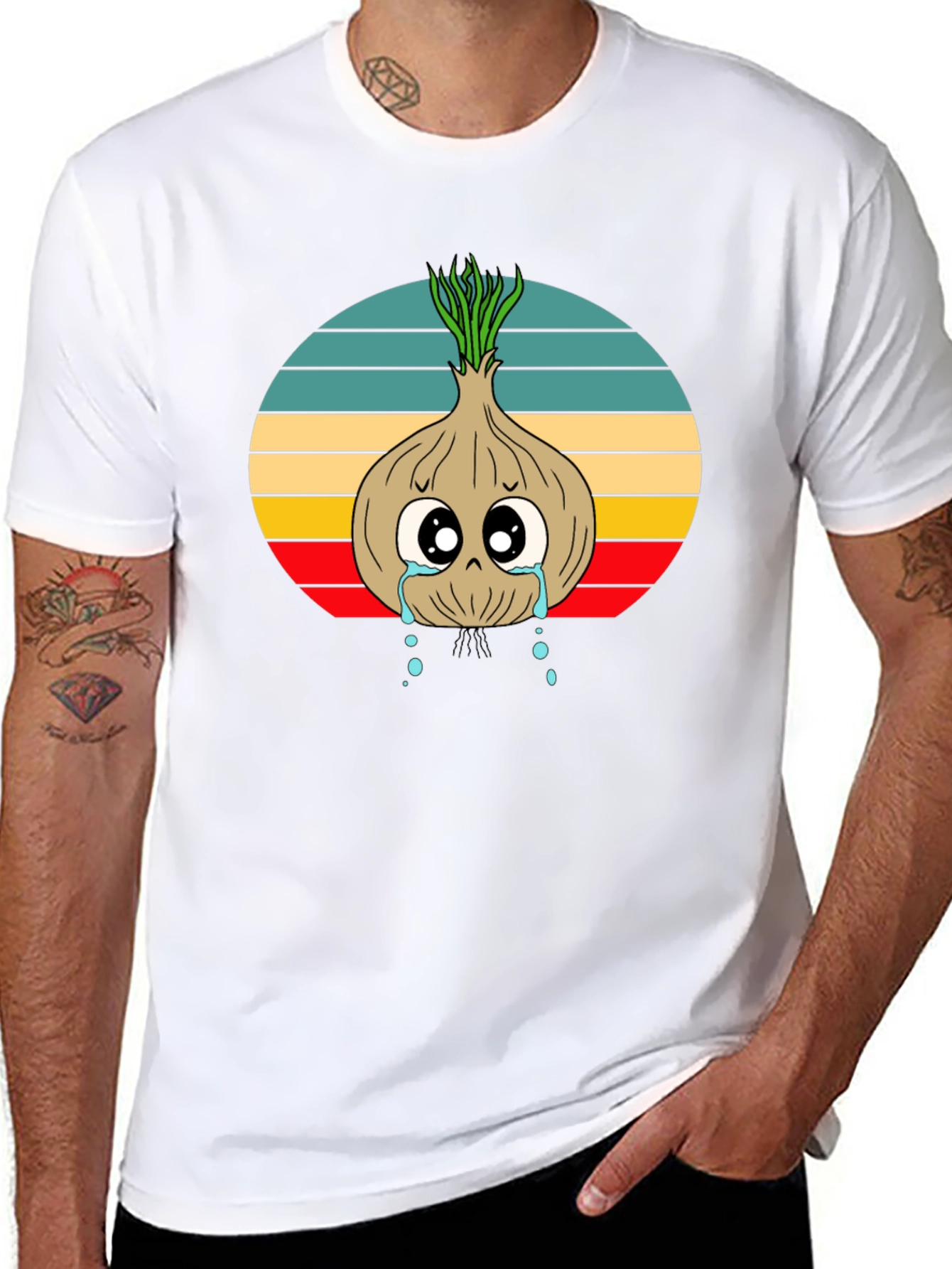 Crying Onion Graphic Tee - Retro Style