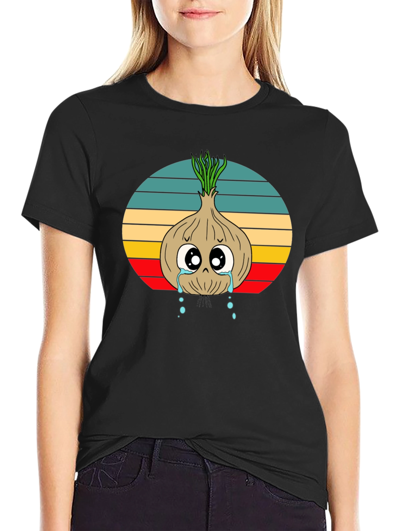 Crying Onion Graphic Tee - Retro Style