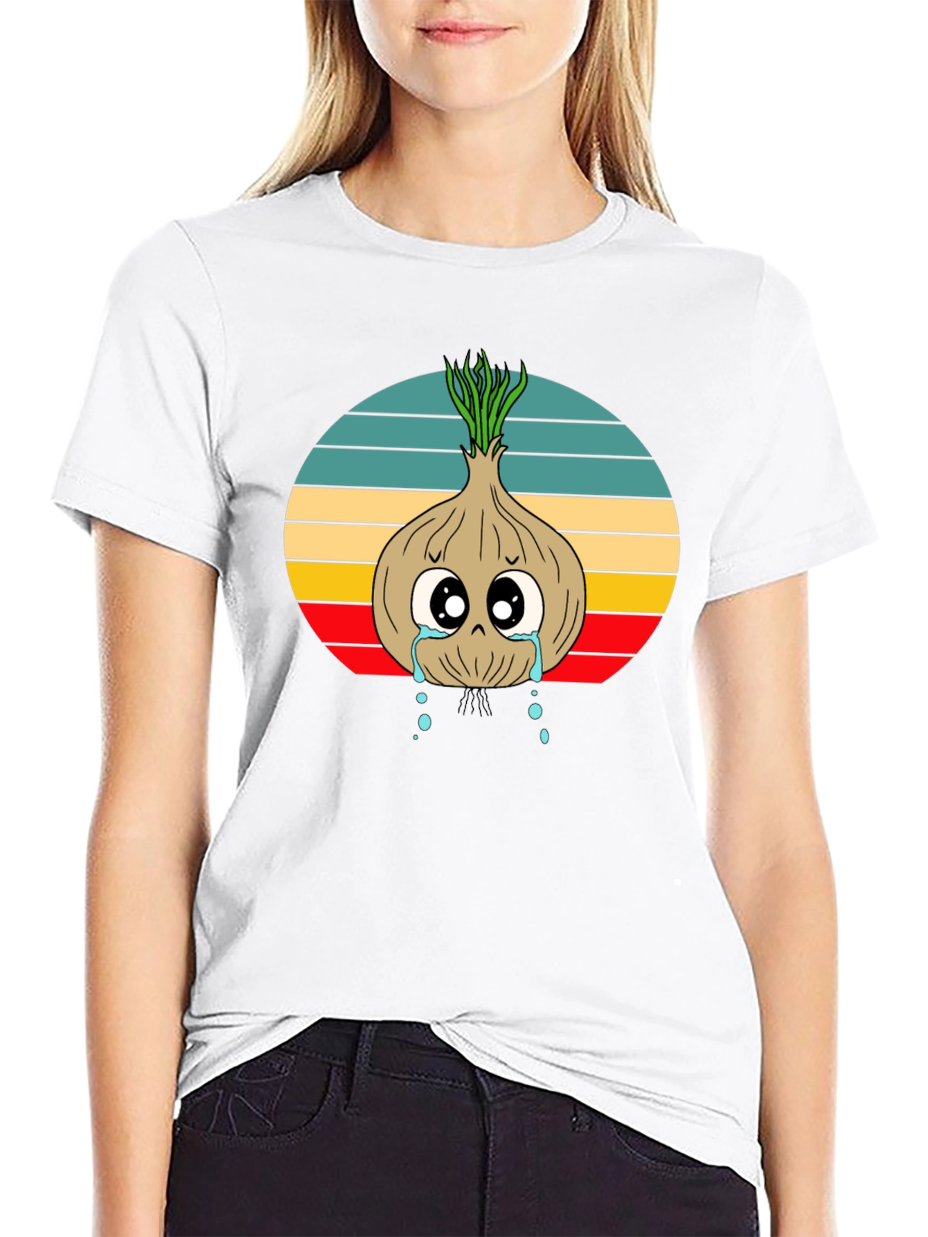 Crying Onion Graphic Tee - Retro Style