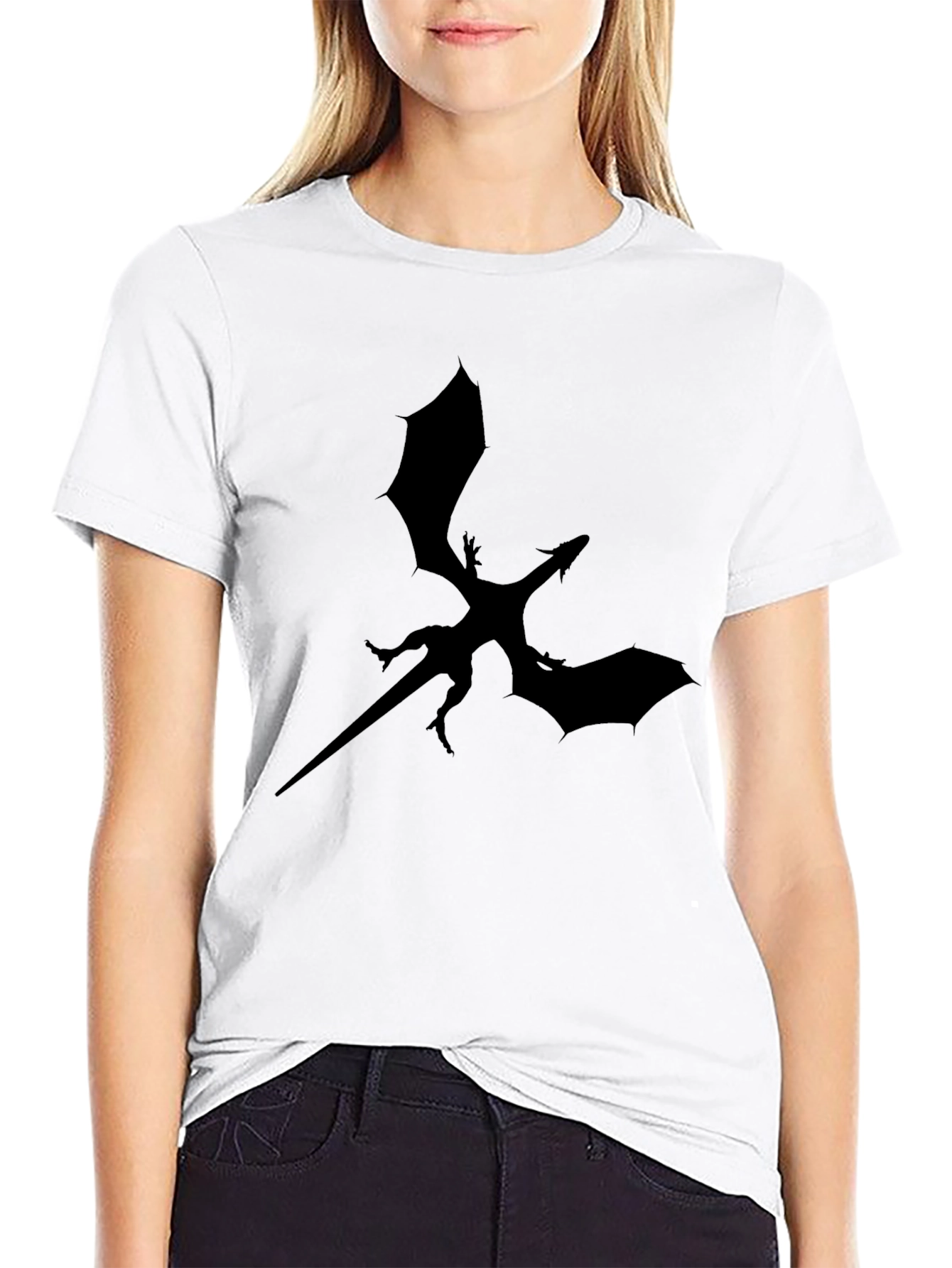 Black Dragon Silhouette Graphic Tee - Mens T-Shirt