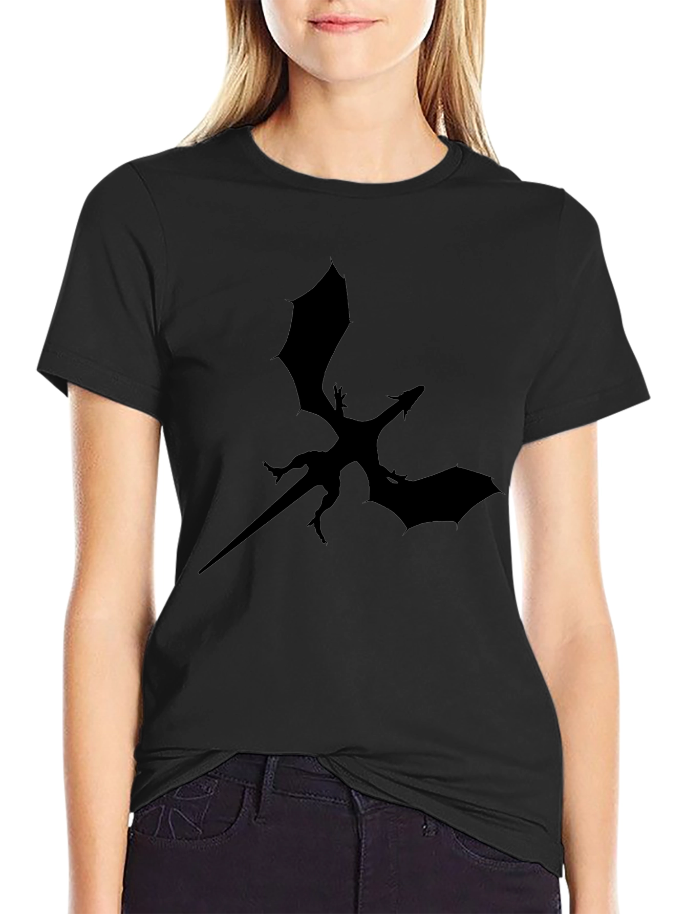 Black Dragon Silhouette Graphic Tee - Mens T-Shirt
