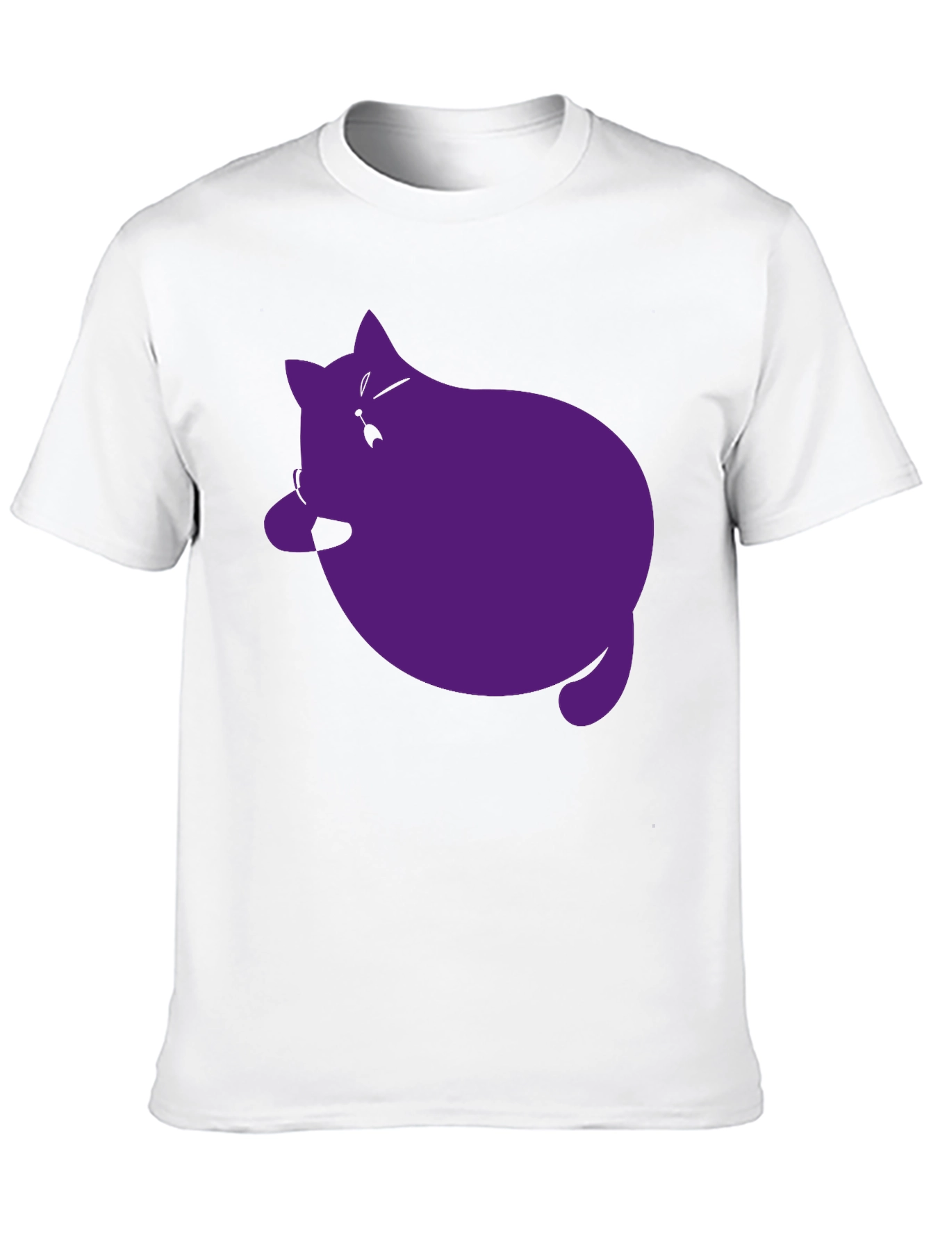 Mens Black T-Shirt with Purple Cat Graphic