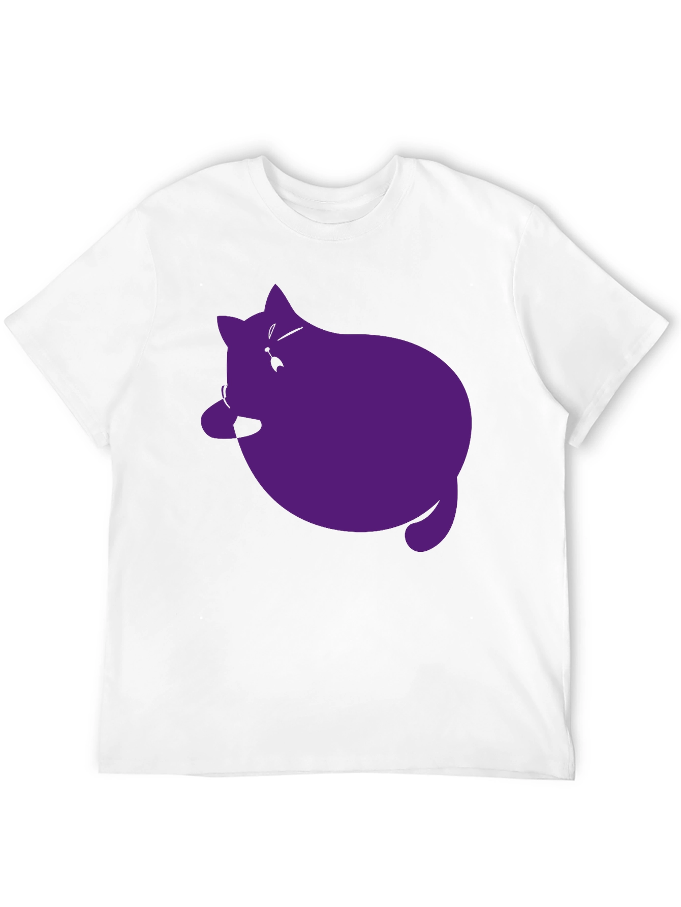 Mens Black T-Shirt with Purple Cat Graphic