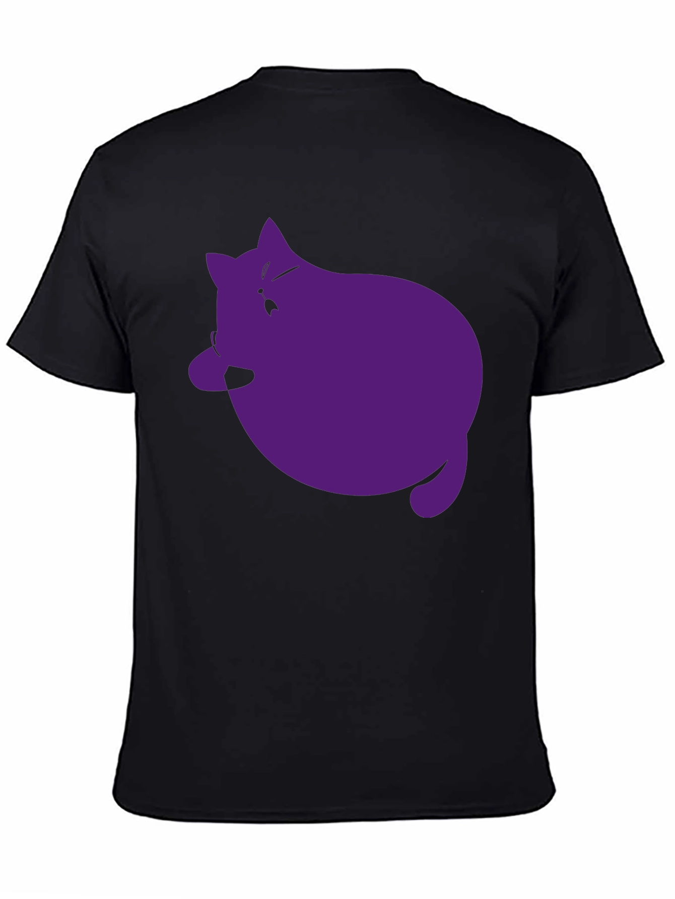 Mens Black T-Shirt with Purple Cat Graphic