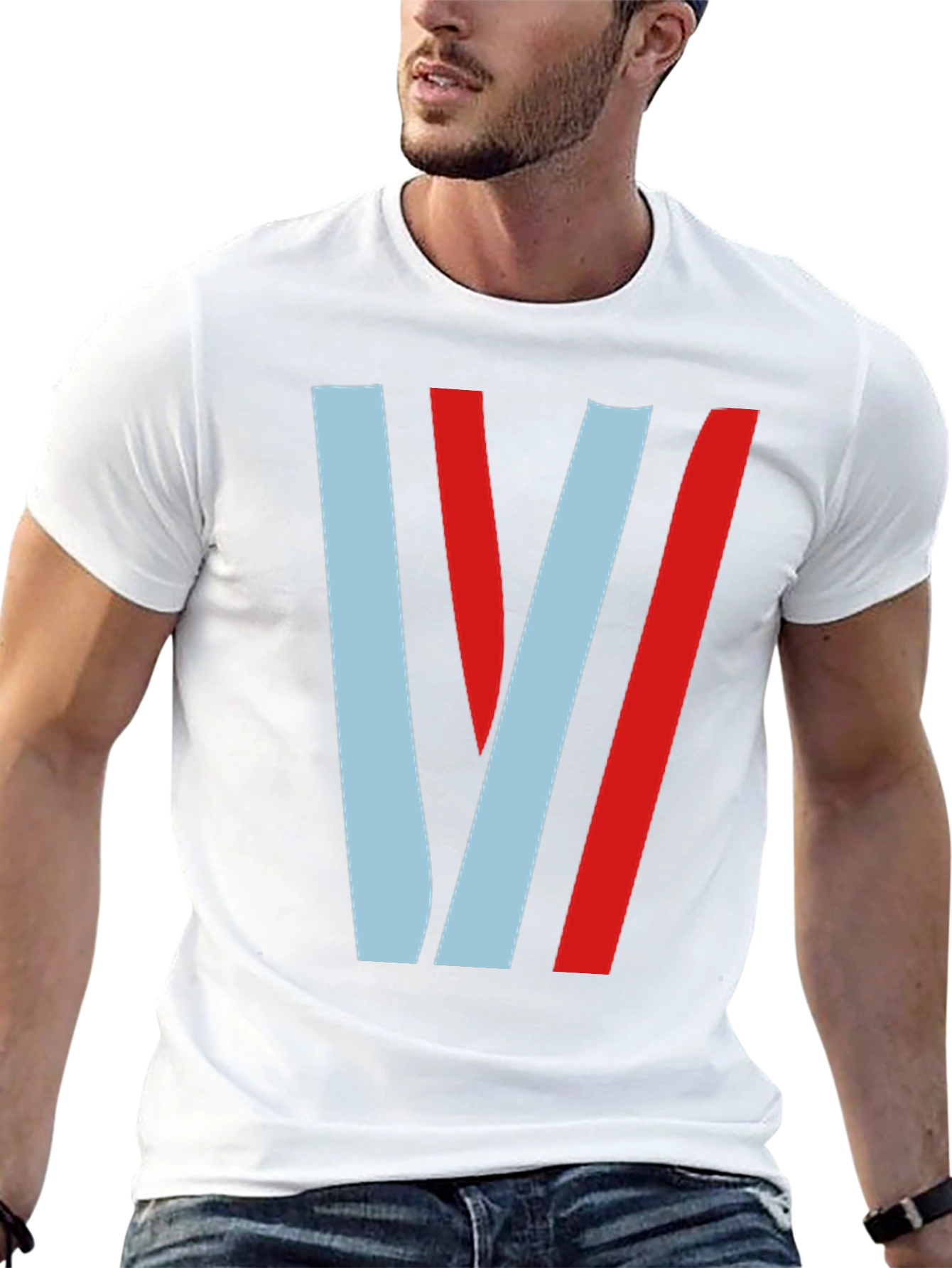 Stylish Striped V Graphic Tee - Casual Comfort