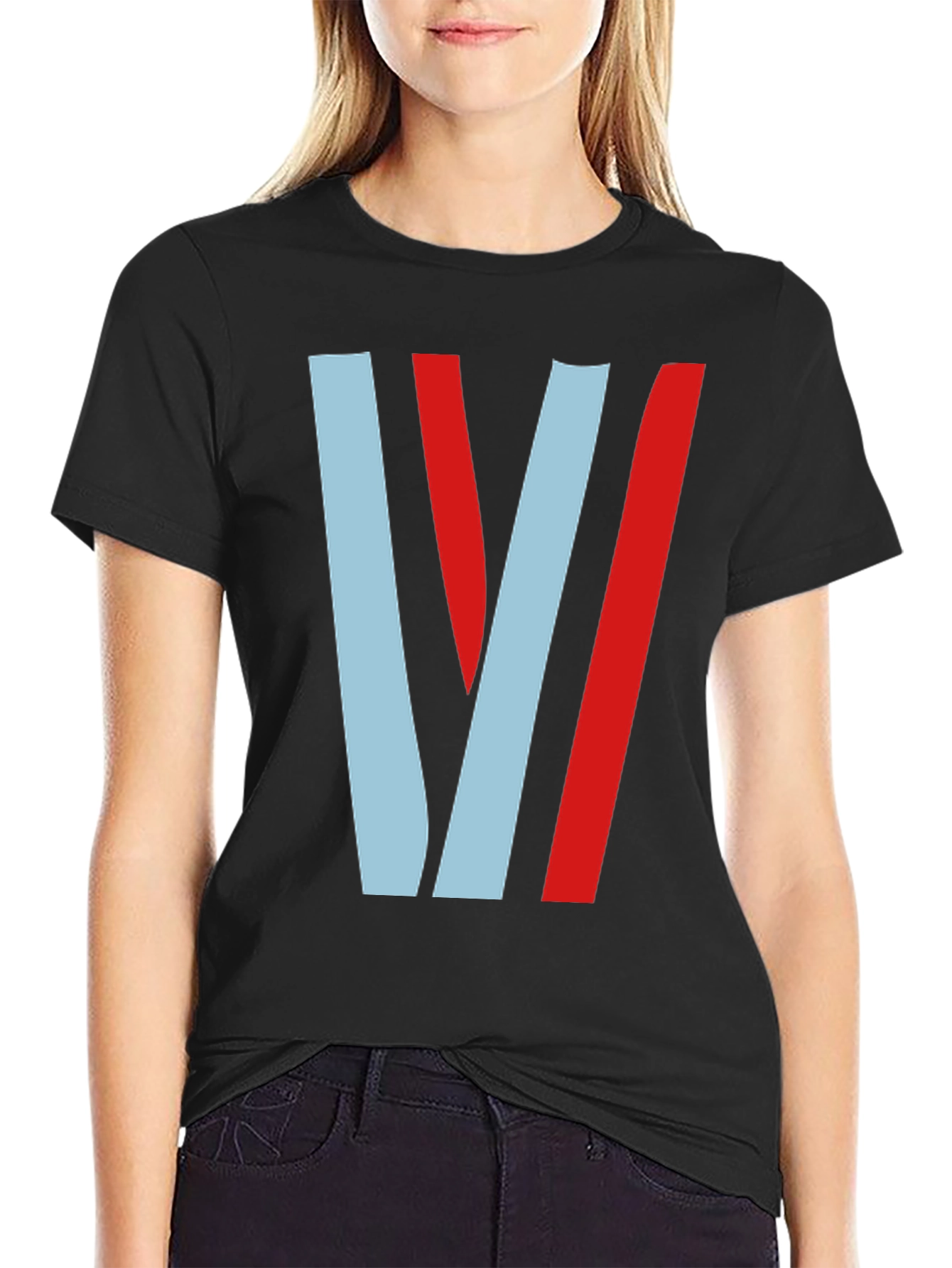 Stylish Striped V Graphic Tee - Casual Comfort