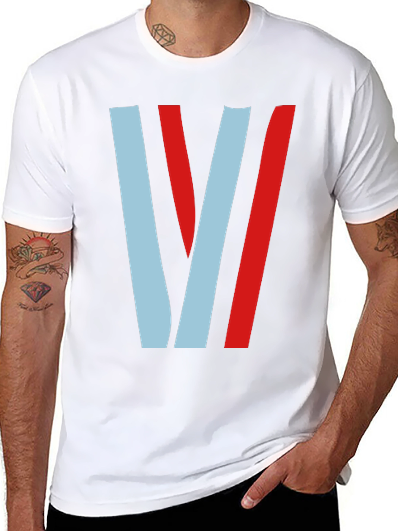 Stylish Striped V Graphic Tee - Casual Comfort