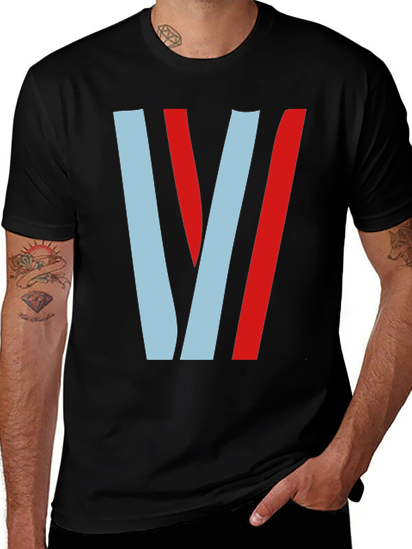 Stylish Striped V Graphic Tee - Casual Comfort