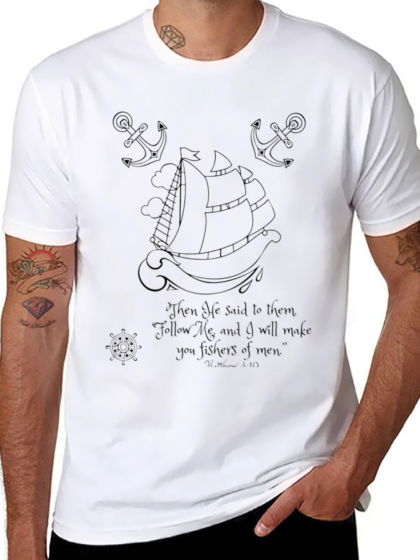 Nautical Print T-Shirt - Religious Verse