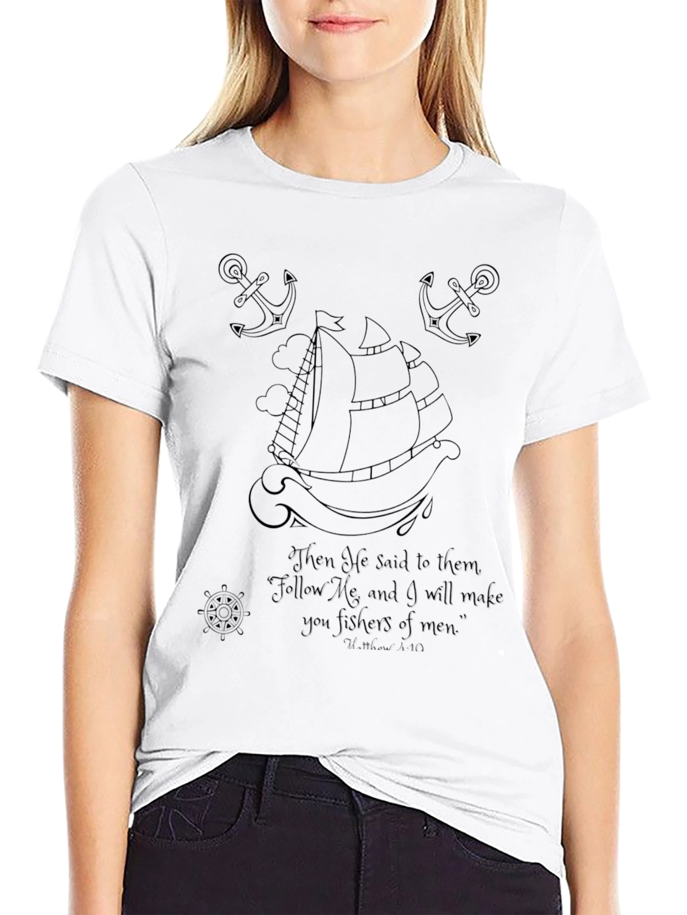Nautical Print T-Shirt - Religious Verse