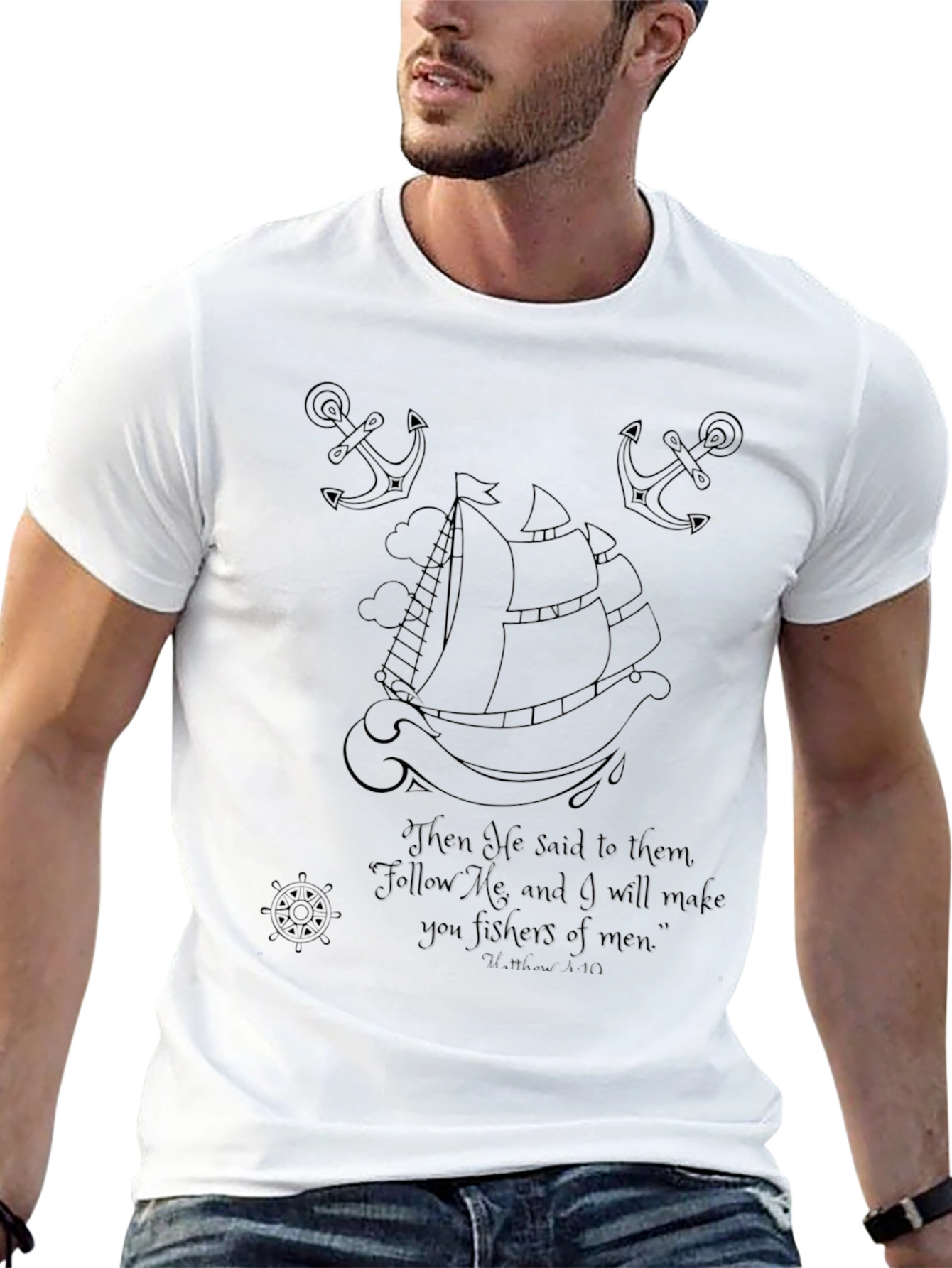 Nautical Print T-Shirt - Religious Verse