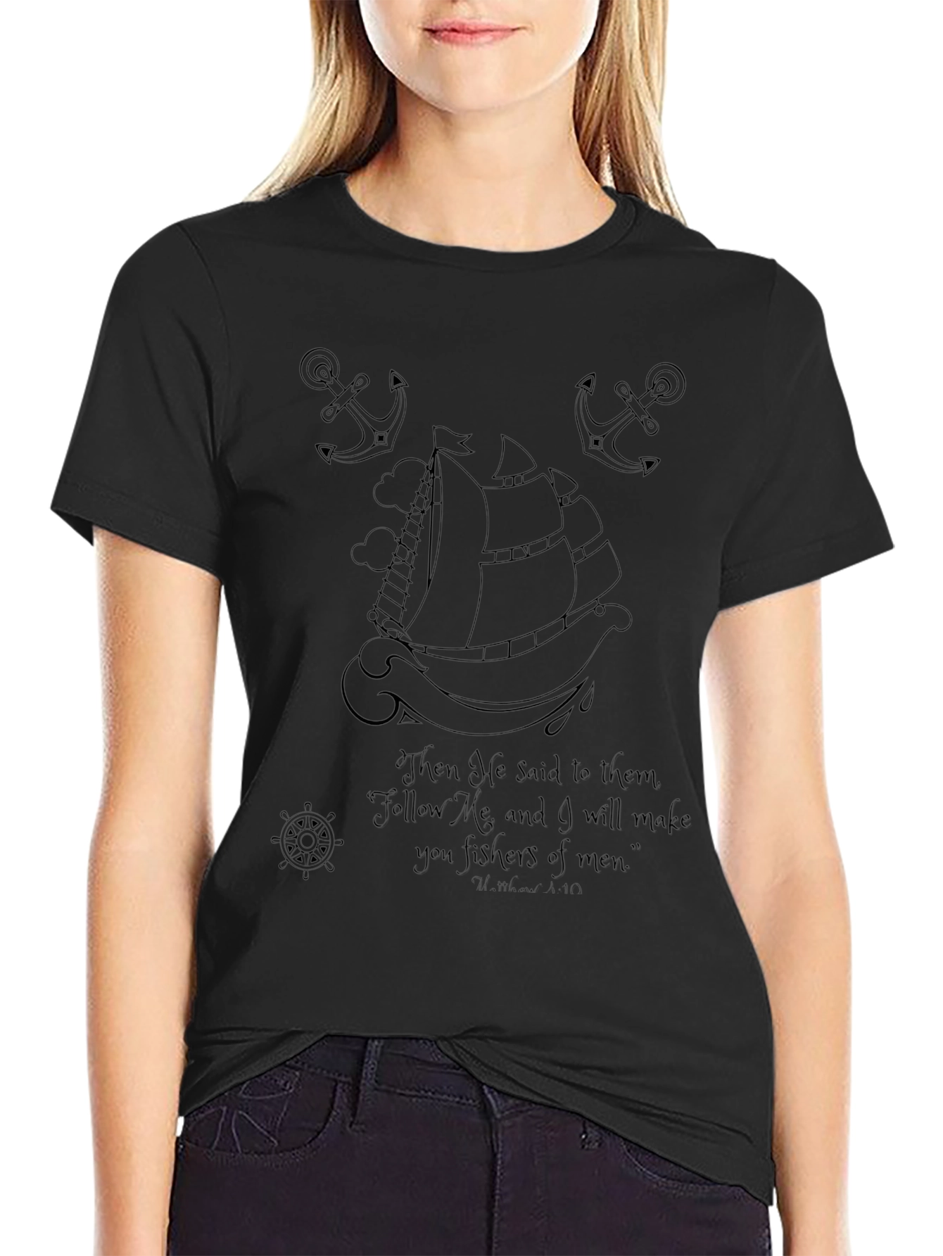 Nautical Print T-Shirt - Religious Verse