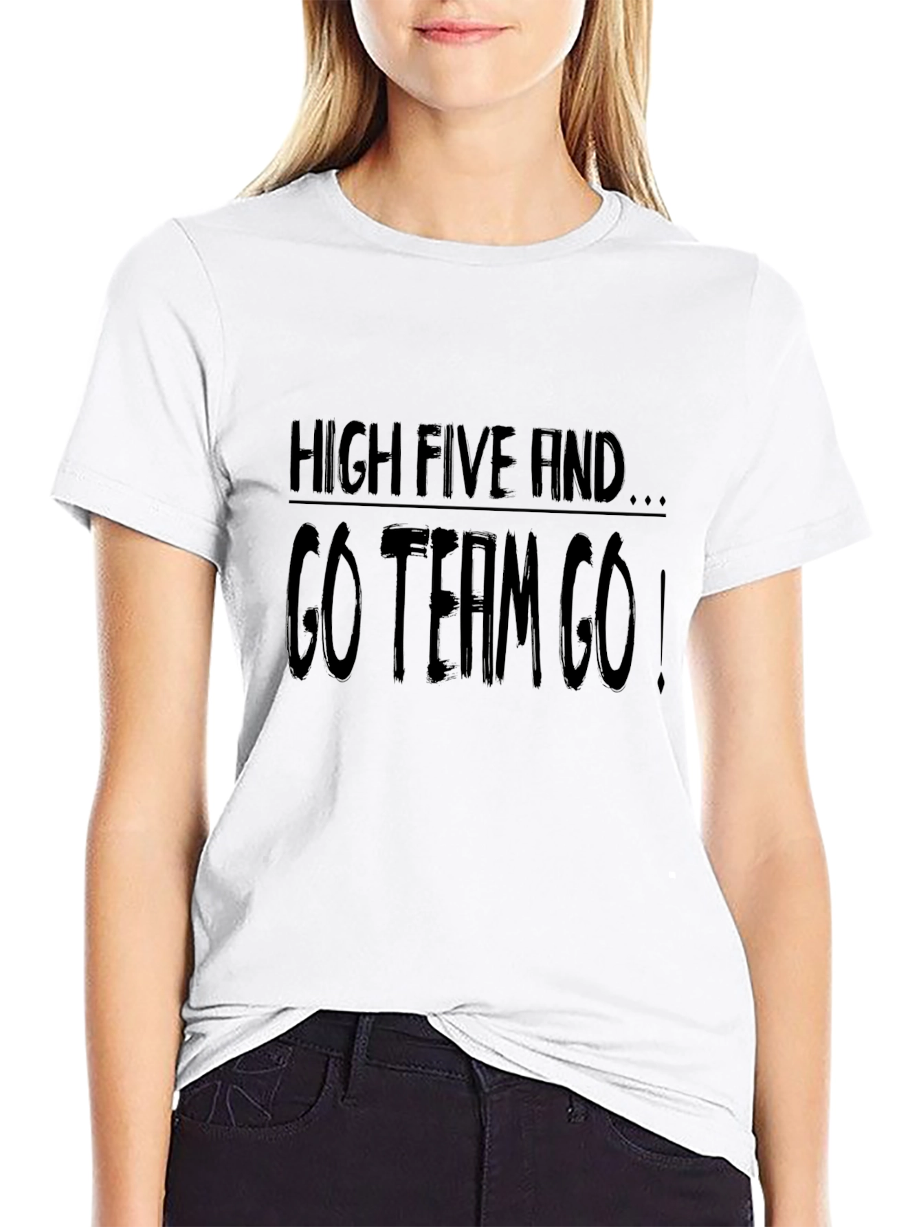 High Five & Go Team Go! Black Graphic Tee