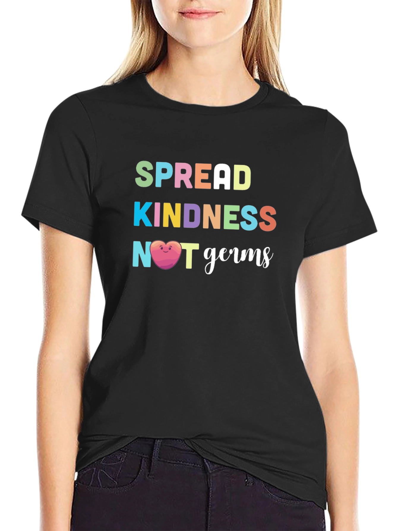 Spread Kindness Not Germs Graphic Tee - Black T-Shirt