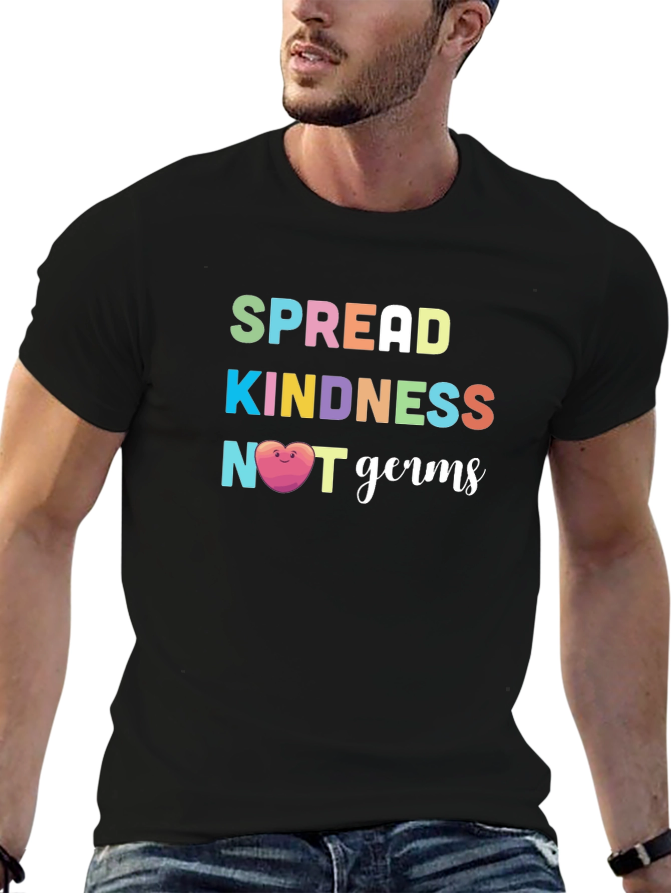 Spread Kindness Not Germs Graphic Tee - Black T-Shirt