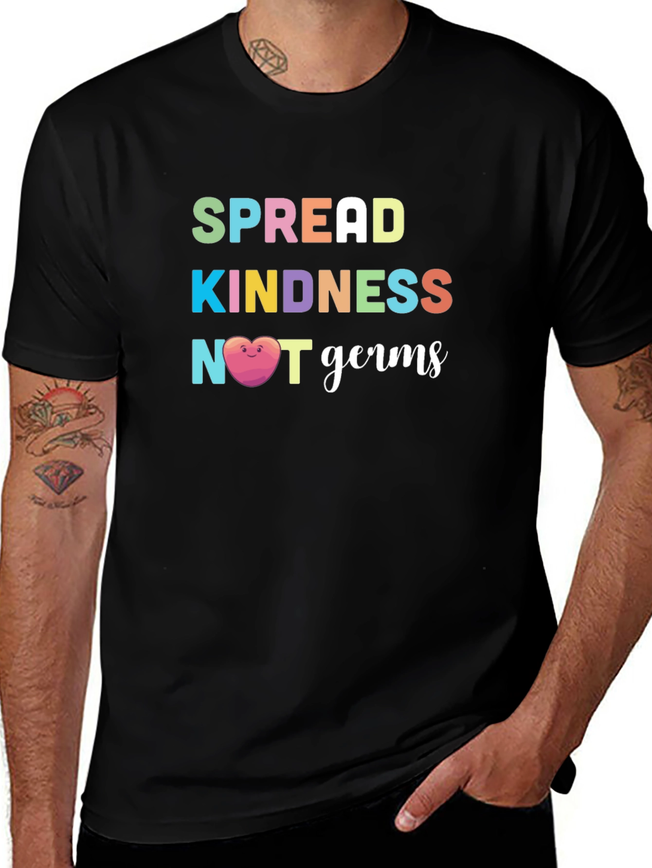 Spread Kindness Not Germs Graphic Tee - Black T-Shirt