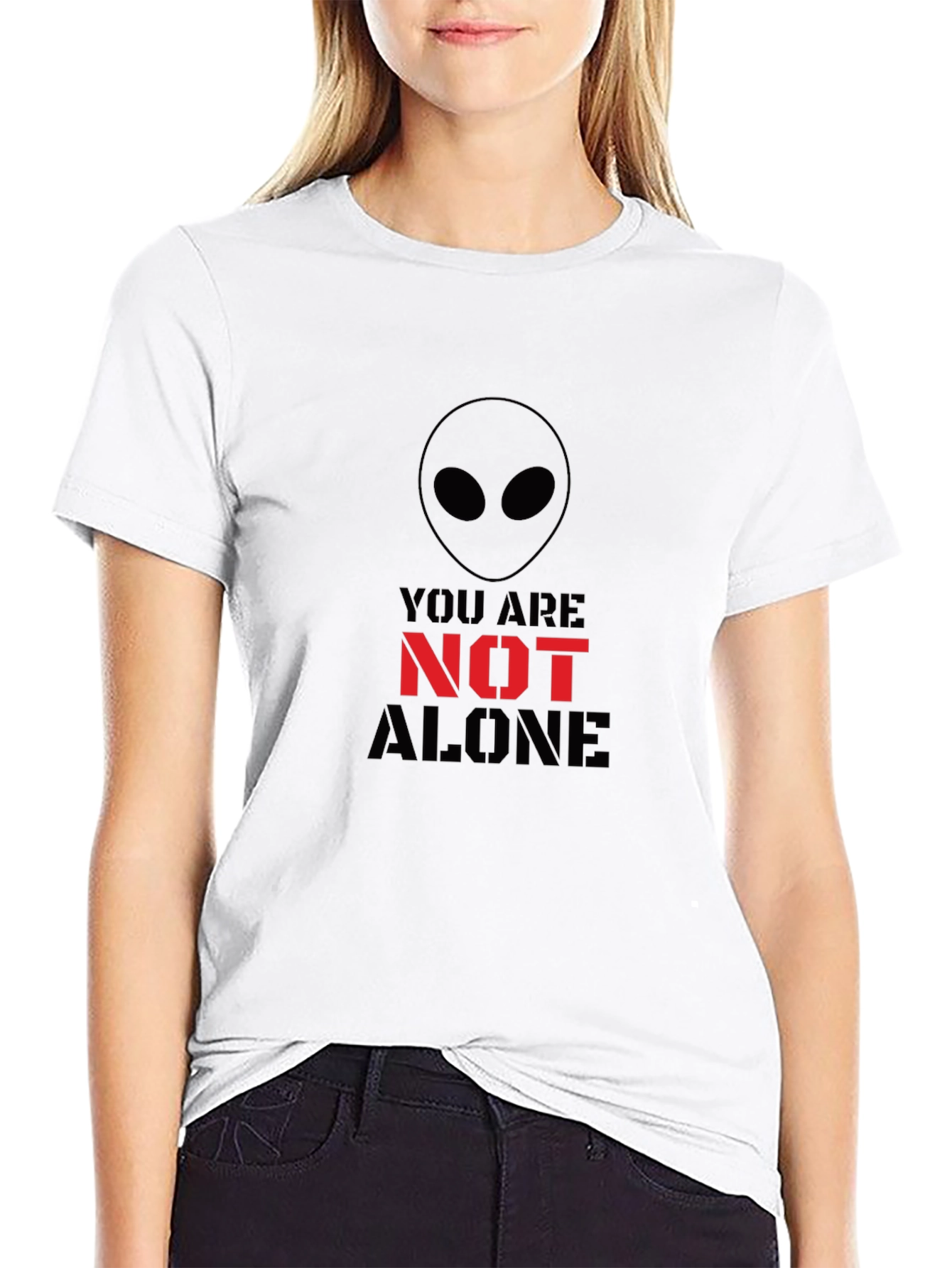 Alien You Are Not Alone Graphic Tee - Black