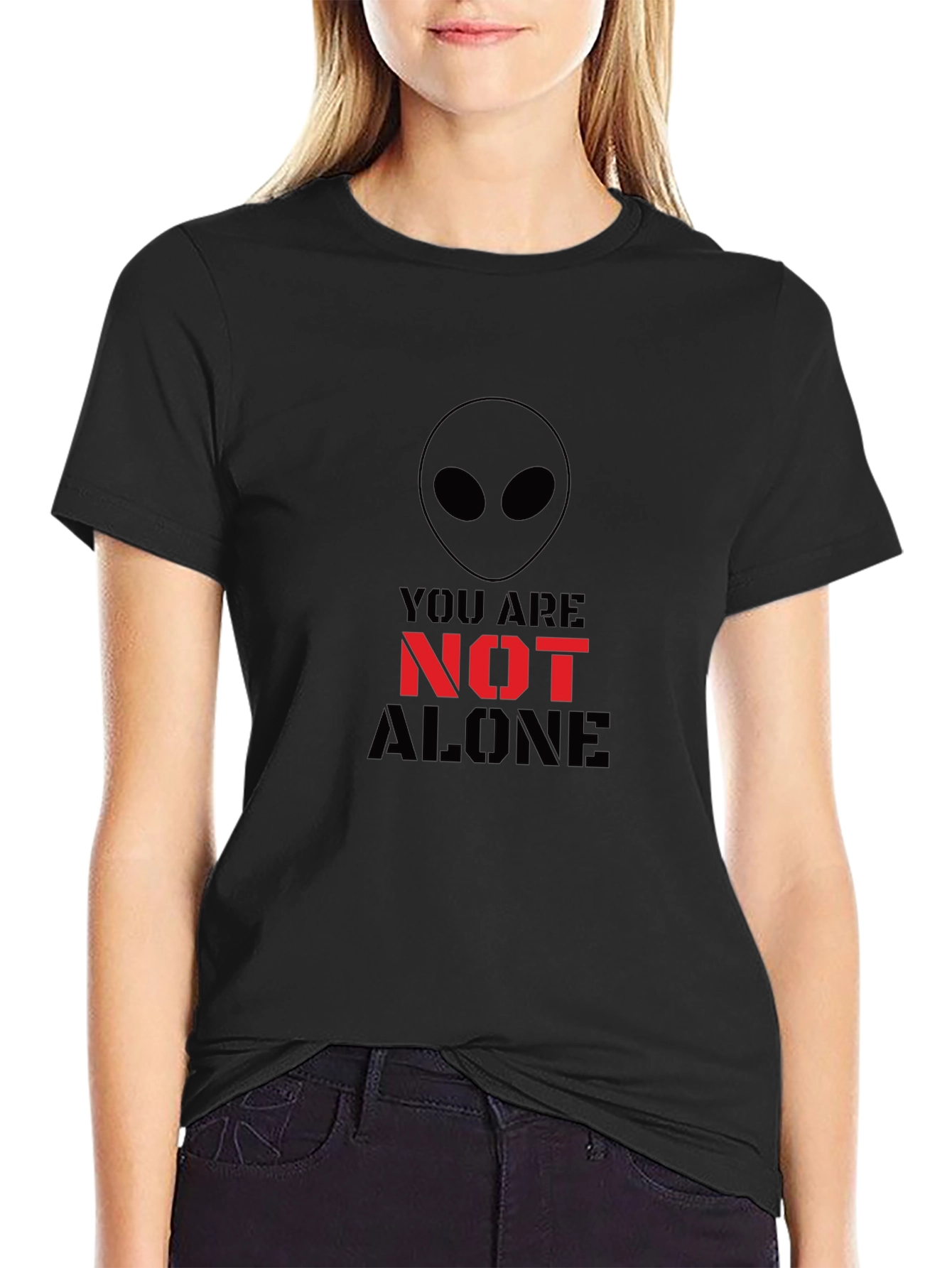 Alien You Are Not Alone Graphic Tee - Black