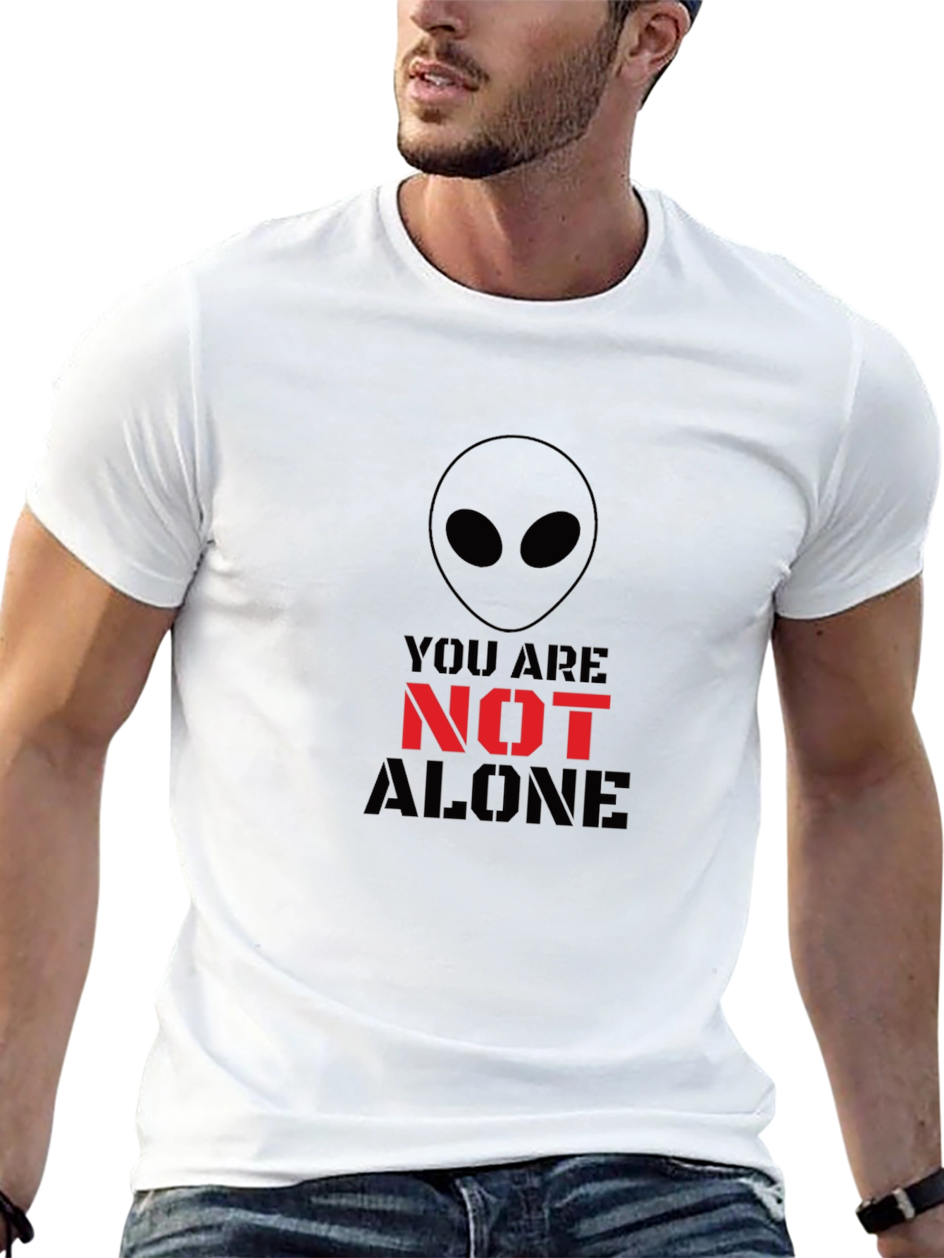Alien You Are Not Alone Graphic Tee - Black