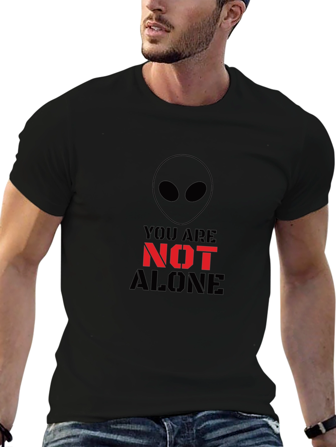 Alien You Are Not Alone Graphic Tee - Black