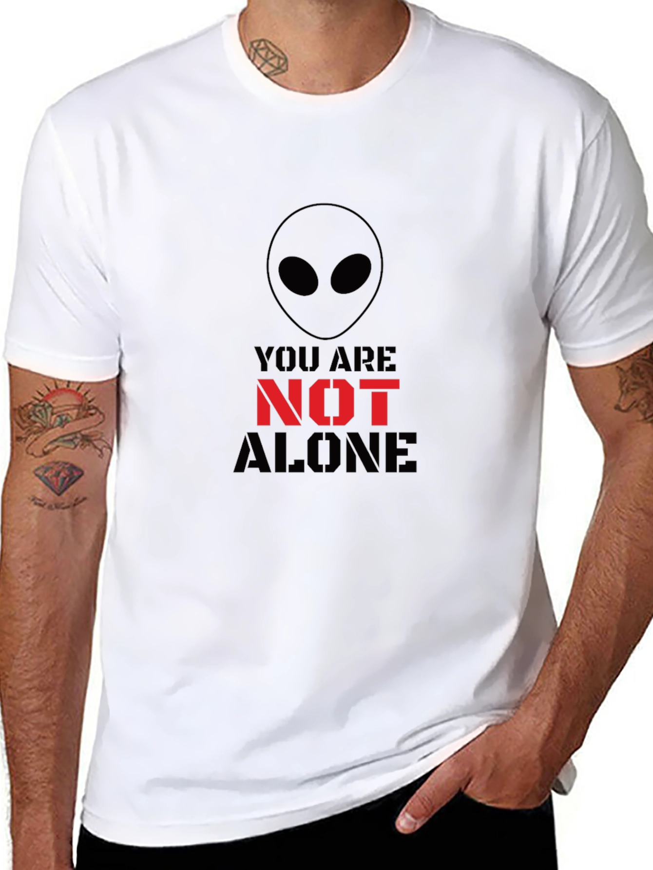Alien You Are Not Alone Graphic Tee - Black