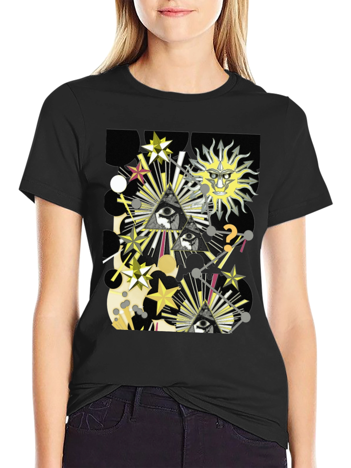 Mystic Eye Pyramid Graphic Black T-Shirt