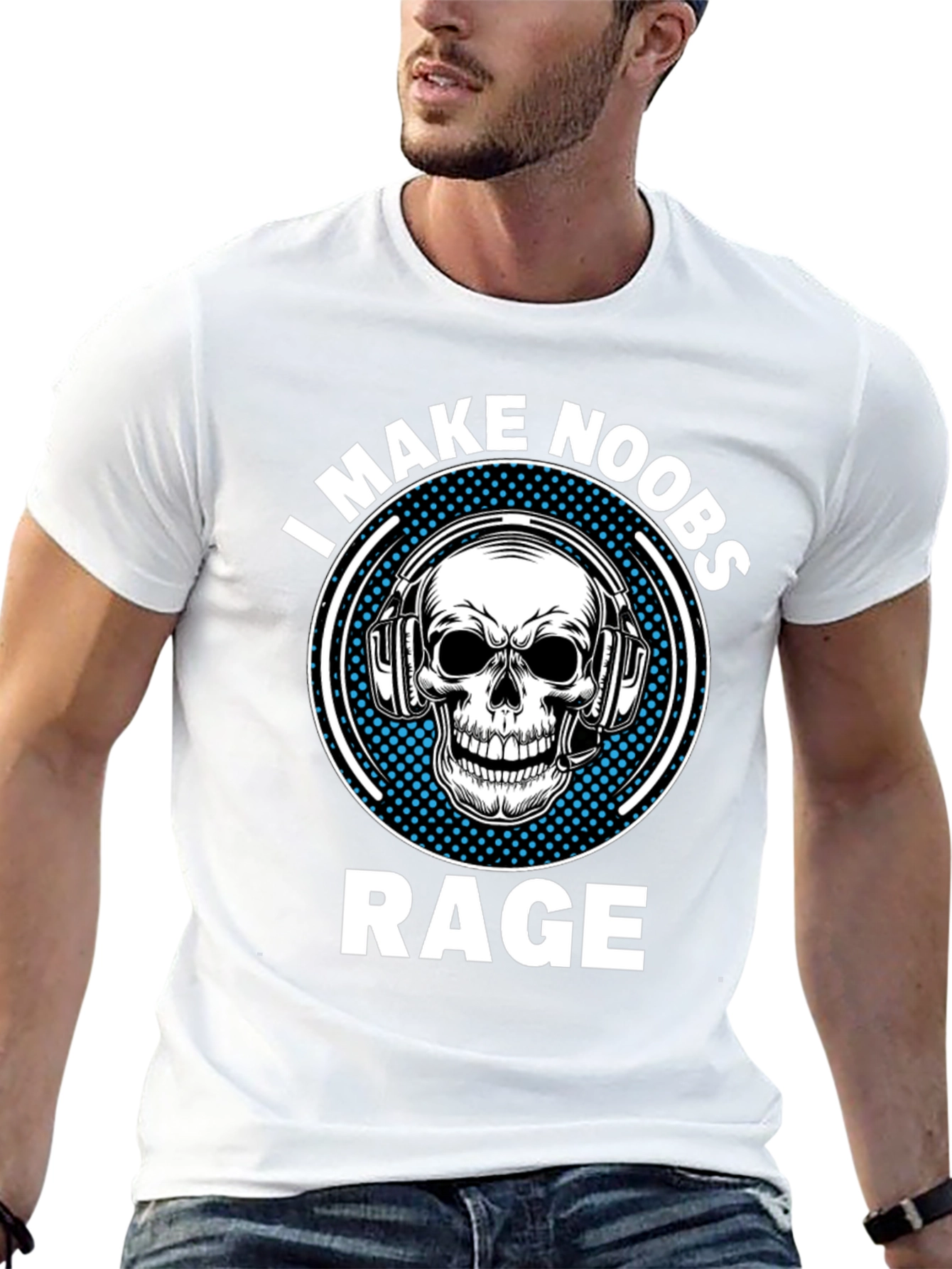 I Make Noobs Rage Skull Gaming T-Shirt