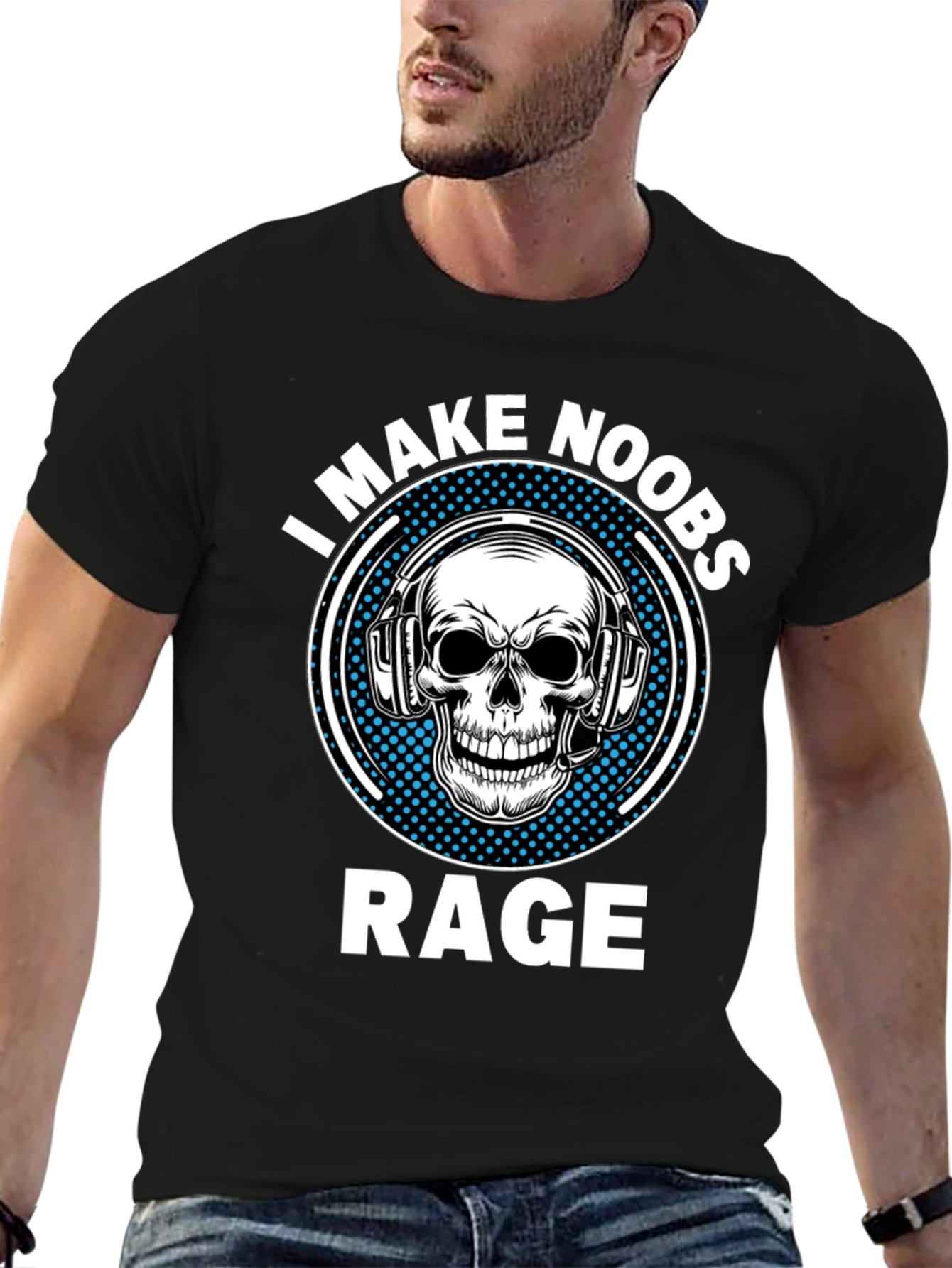 I Make Noobs Rage Skull Gaming T-Shirt