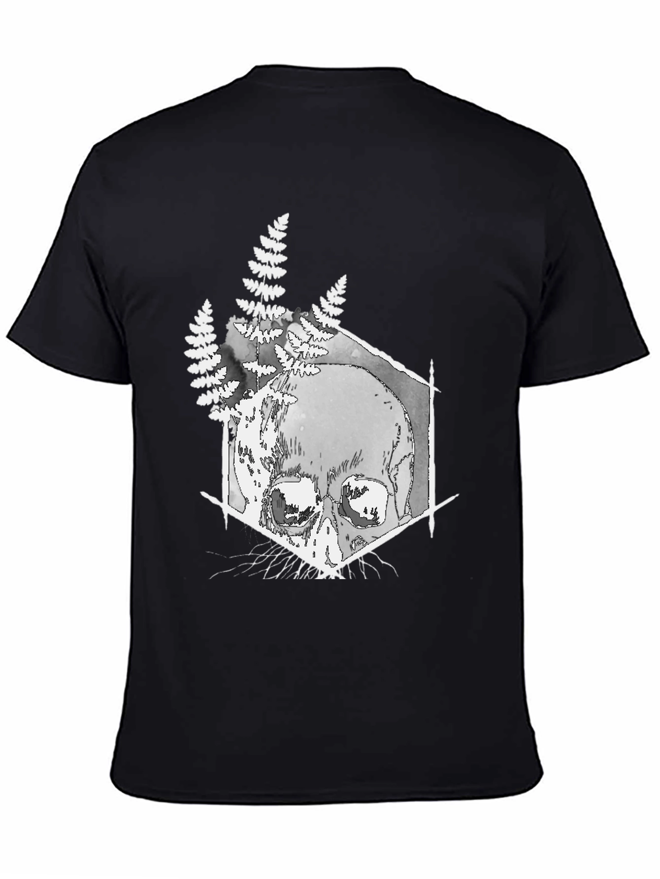 Skull & Fern Graphic T-Shirt - Black