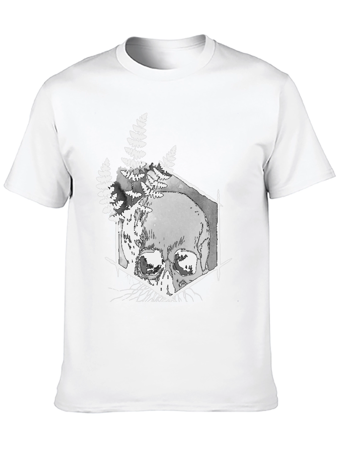 Skull & Fern Graphic T-Shirt - Black