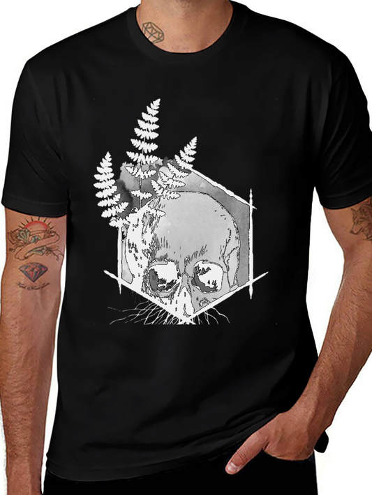 Skull & Fern Graphic T-Shirt - Black