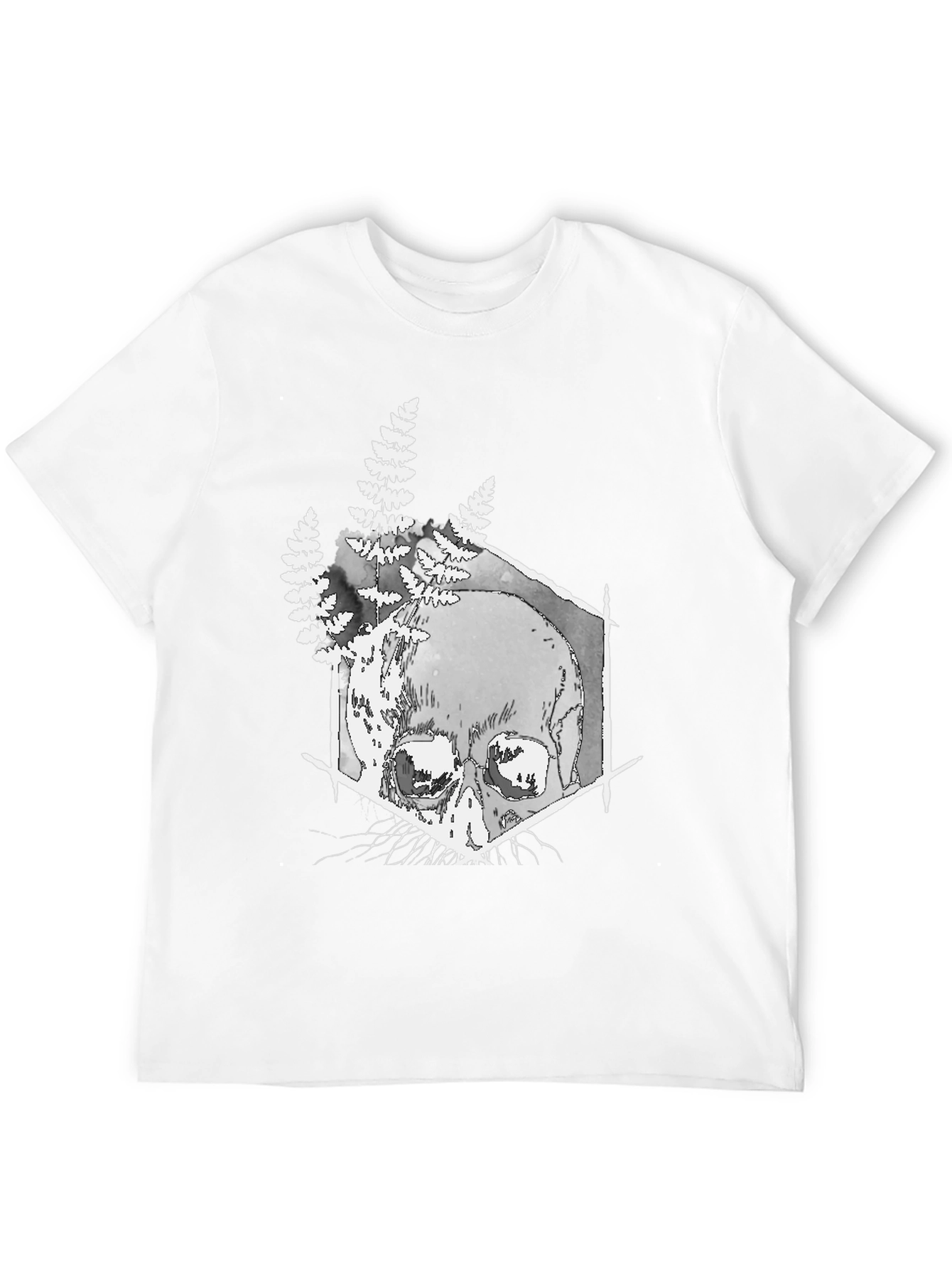 Skull & Fern Graphic T-Shirt - Black